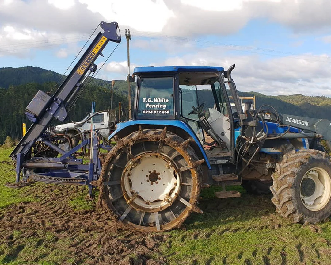 tractor with post driver and jewels
