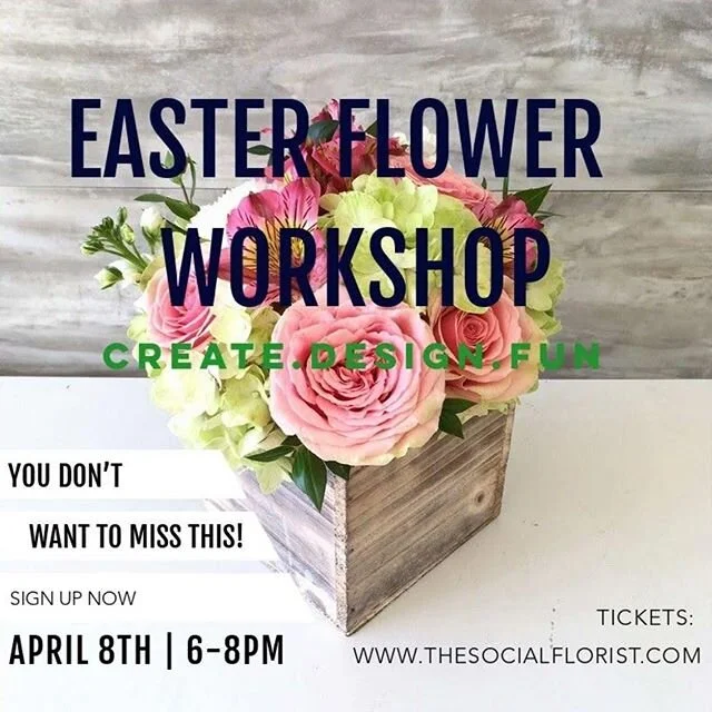 #BurbBabes! 
Join us and @thesocialflorist on April 8th at 6pm! 
Flower fun in the Burbs! $65 a person! 
Book now as there is a limited number of tickets available! 
You will be provided with a Wooden box, Flowers, all the tools you will need to comp