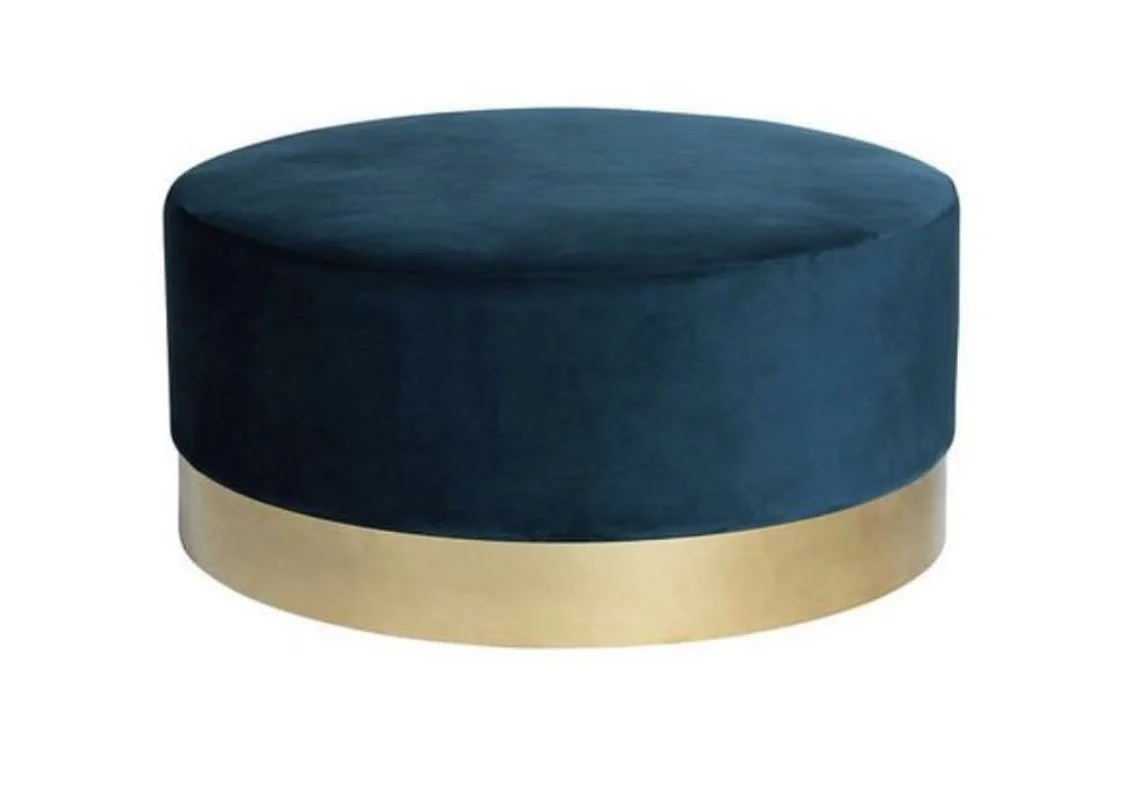 Round 1m Teal velvet ottoman - Ex display