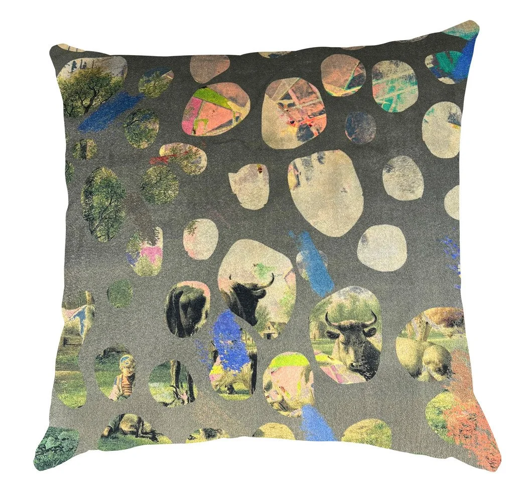 Kerrie Brown velvet printed cushion 3A