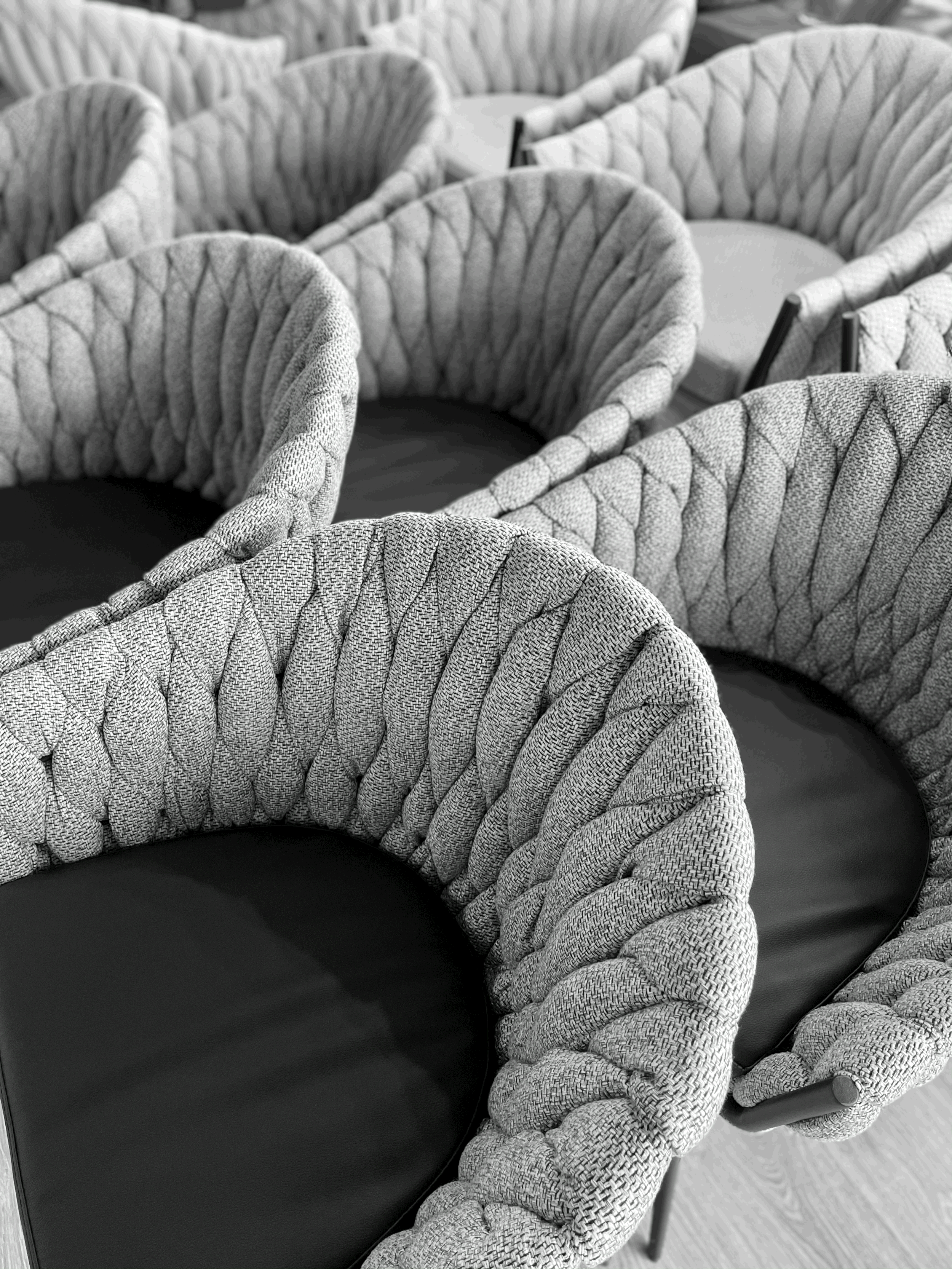 Ex Display - Grey woven fabric dining chairs