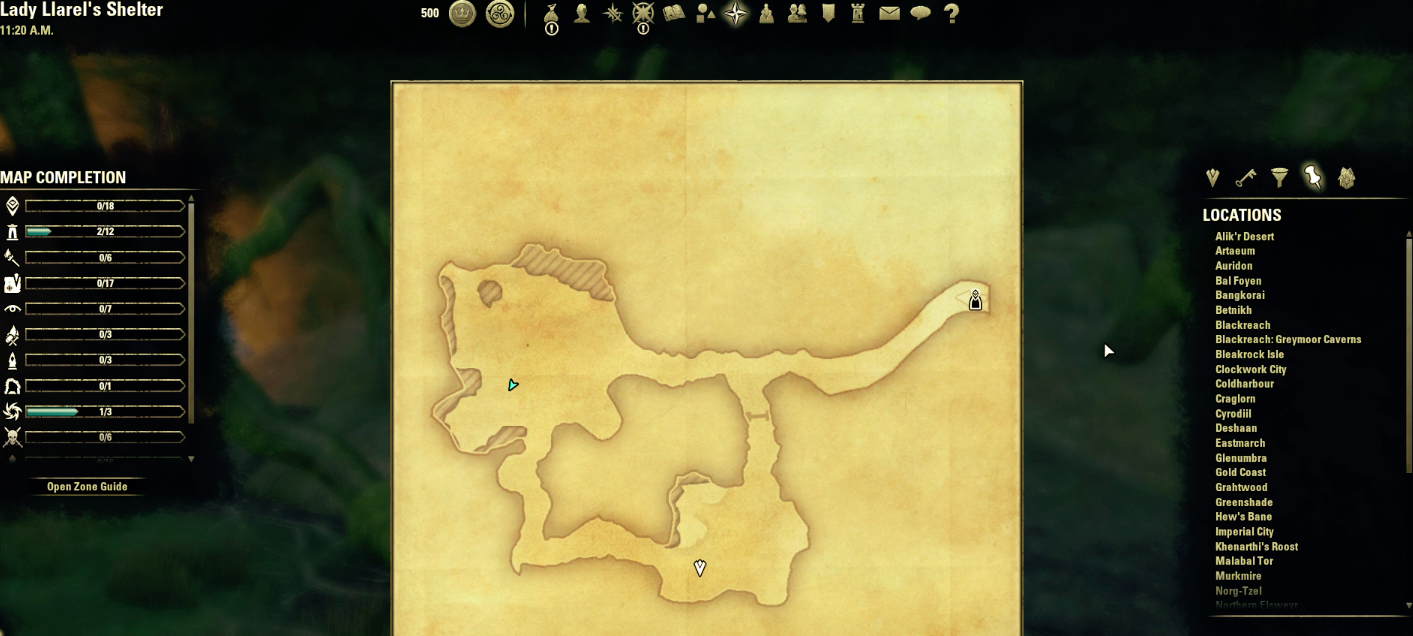 A typical Delve map from The Elder Scrolls Online.