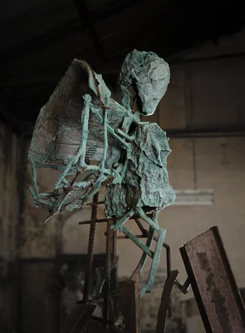 Voices at Dawn I, 2019, bronze, steel and concrete, 210x144x152cm