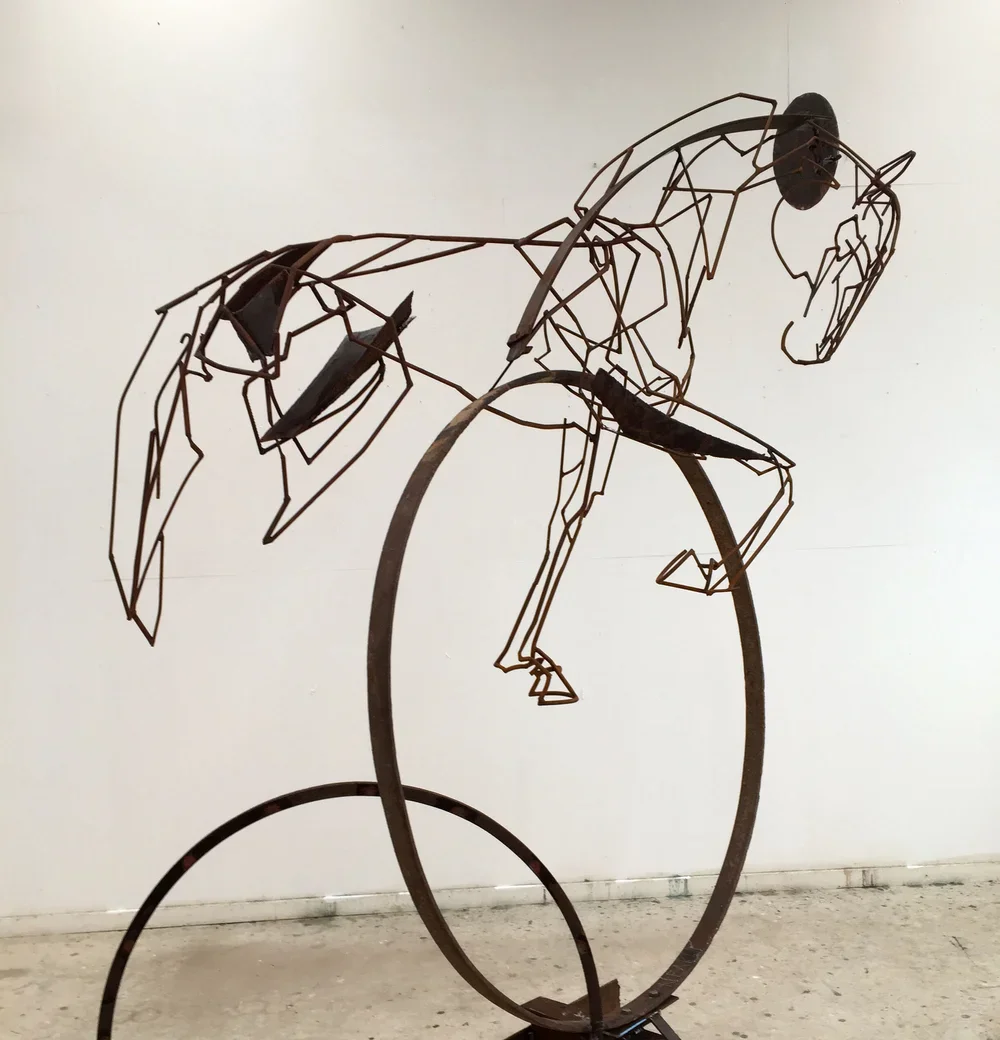 Suspension, mild steel, round bar & plate, reclaimed steel, 187x205x97cm