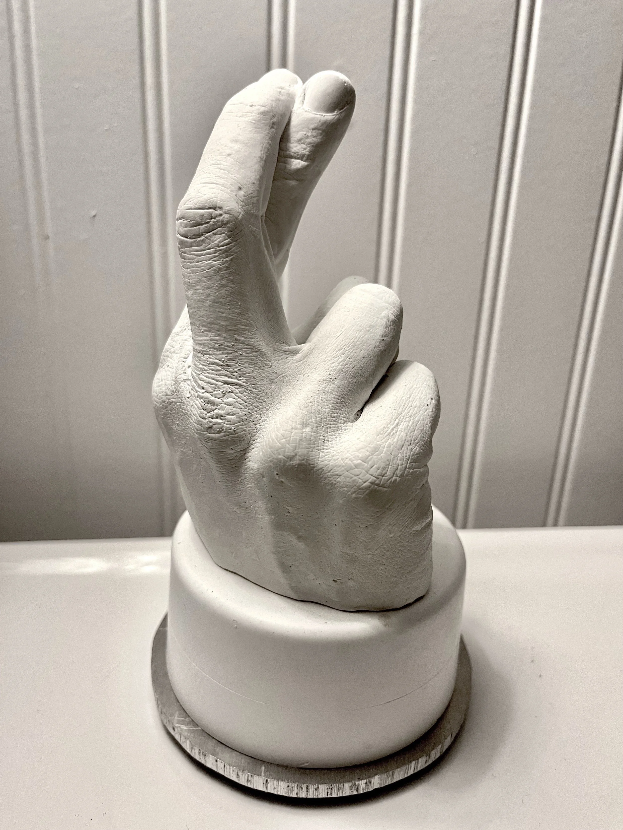 Plaster hand casting