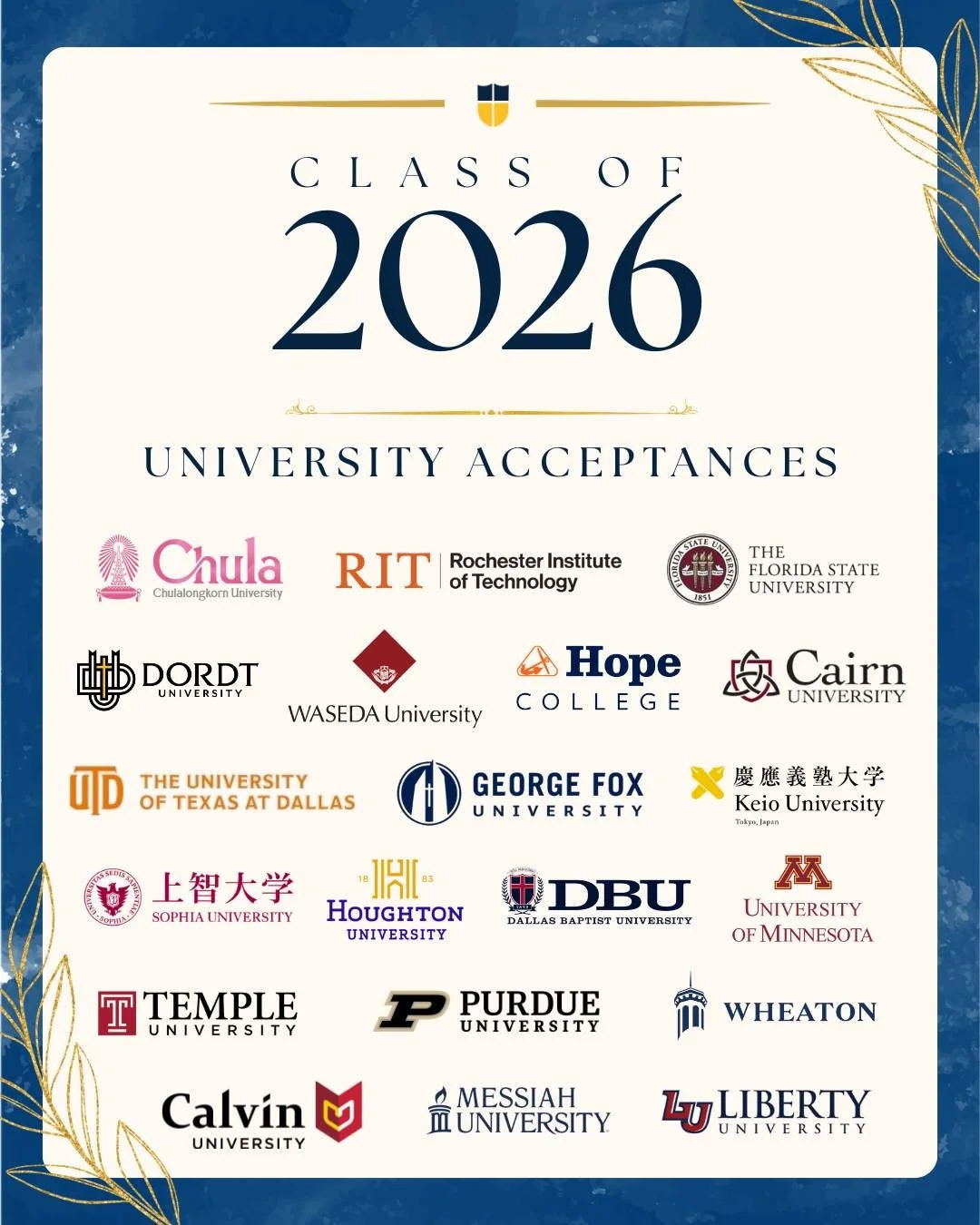 Class of 2026 University Acceptance List 🎓✨

We are so proud of the Class of 2026 and all they have accomplished! There are still a few more acceptances on the way 👀

#ICSUD #classof2026