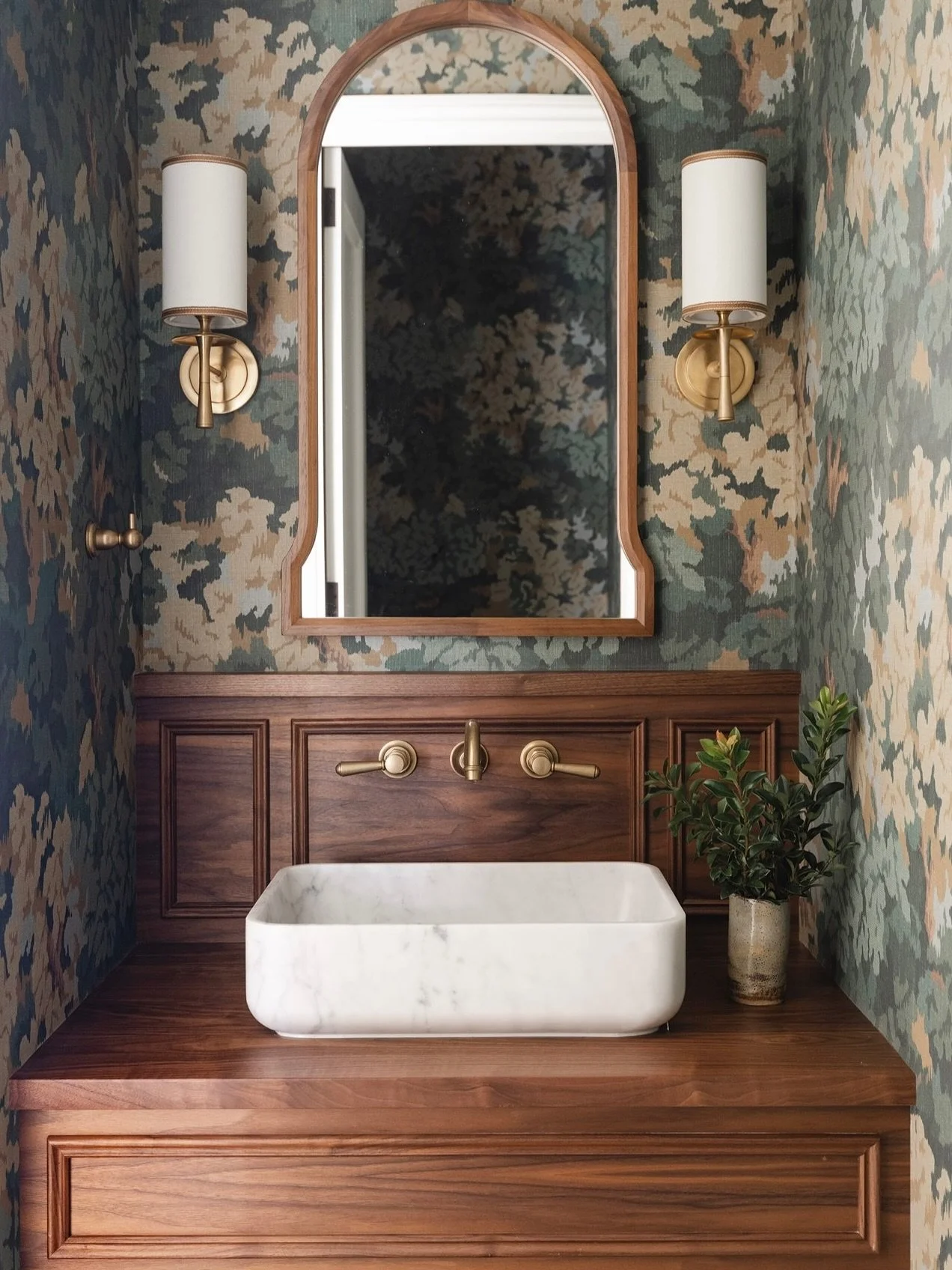 We&rsquo;re so thrilled to have our project featured in @homebeautiful magazine&rsquo;s 100-year celebration edition, 100 Beautiful Rooms. This powder room brings together timber, marble and brass with bold wallpaper to create a timeless space, layer