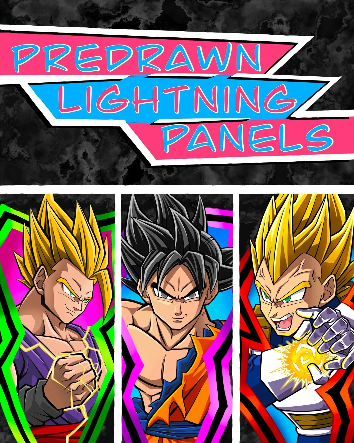 Discounted DBZ lightning panels up for grabs. 

I&rsquo;d love to do these 3 panels. So they are all discounted if done in March. 
Hit me up to book one of them. 
I have other anime predrawns ready to go. 
All predrawns are discounted for March booki