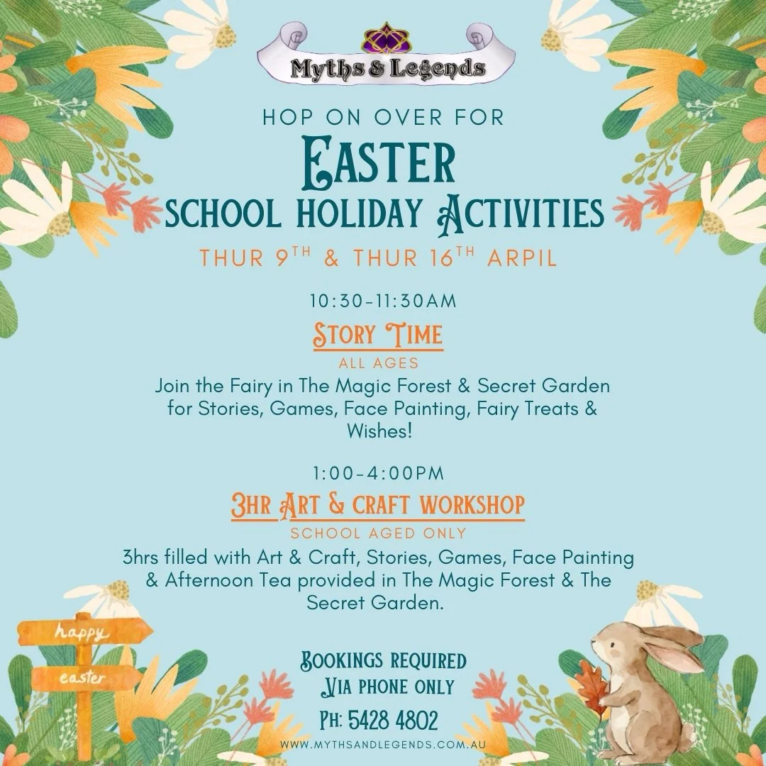 Hop into a world of magic these school holidays 🐰✨
Stories, crafts, games, and fairy fun await in the magic forest &amp; secret garden 🌸🌿

Join us for a day of imagination, creativity, and a little Easter sparkle ✨🐰

Bookings open now! Ph: 5428 4