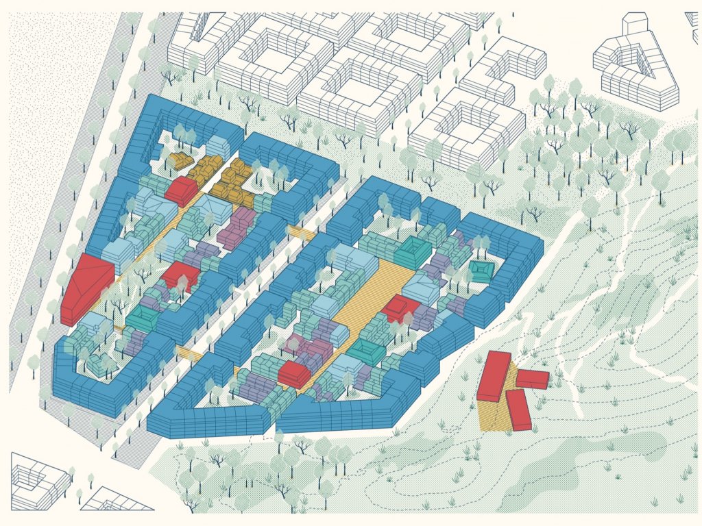 Example of a Barrio’s spatial layout with varied building typologies and functionality.