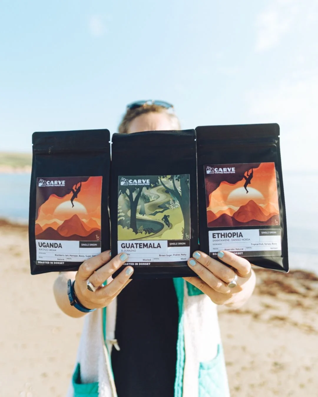 Showing off 3 of our great coffees. Head to the website to learn more about each one and pop them in your basket for home delivery.
Visiting Swanage? Why not opt to pick up your bag of coffee from our Carve Beach Cafe and sample the goods while you'r