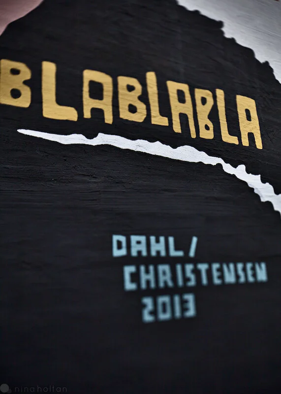 Fremtiden er Fjell (2013) av Jan Christensen og Marius Dahl. Veggmaleri i Drammen sentrum. Foto: Nina Holtan