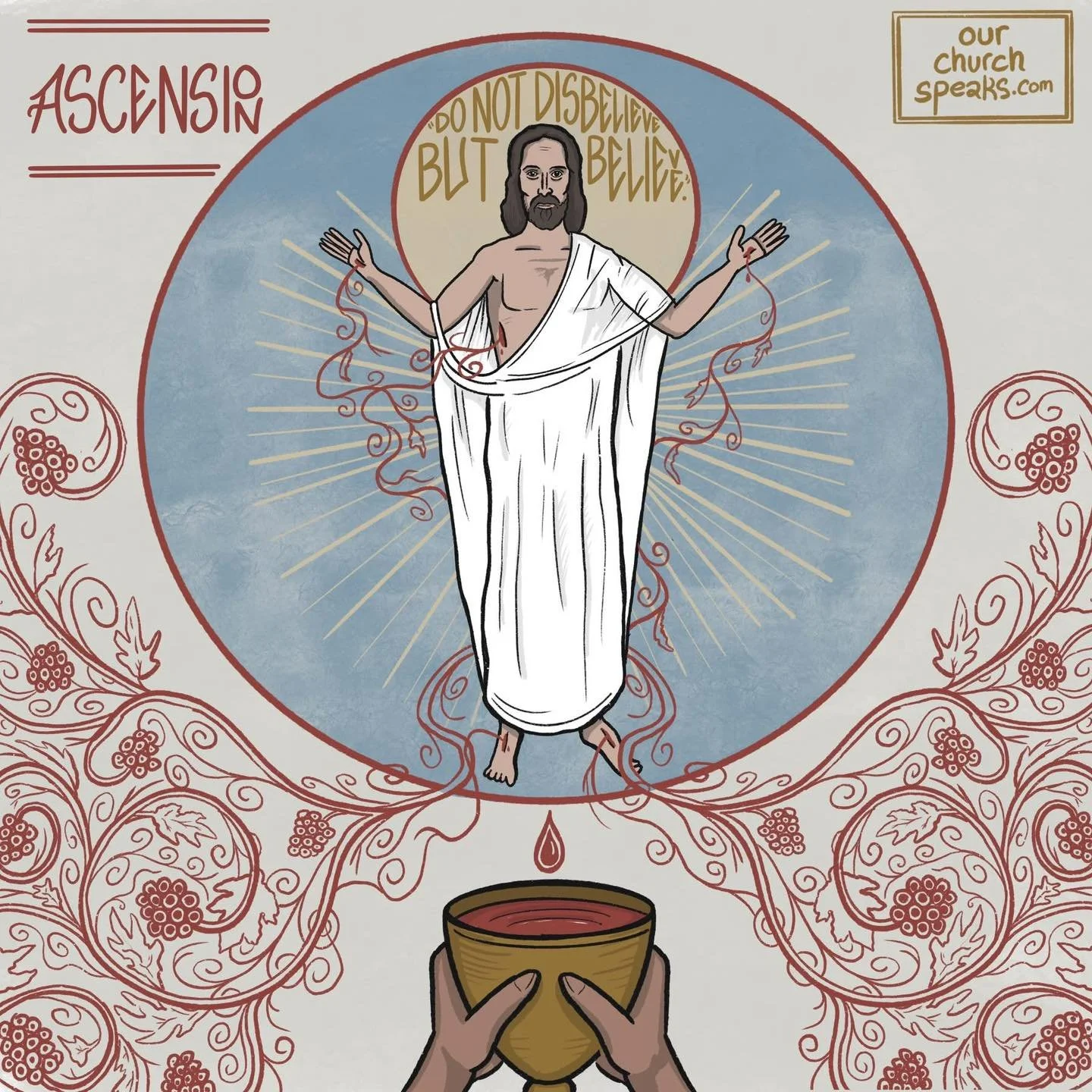 Blessed Festival of the Ascension!

40 days after Easter Day, the church observes Ascension Day, in recognition of the astonishing moment when the resurrected Christ ascended, body and soul, into heaven. After his resurrection, Jesus remained with hi