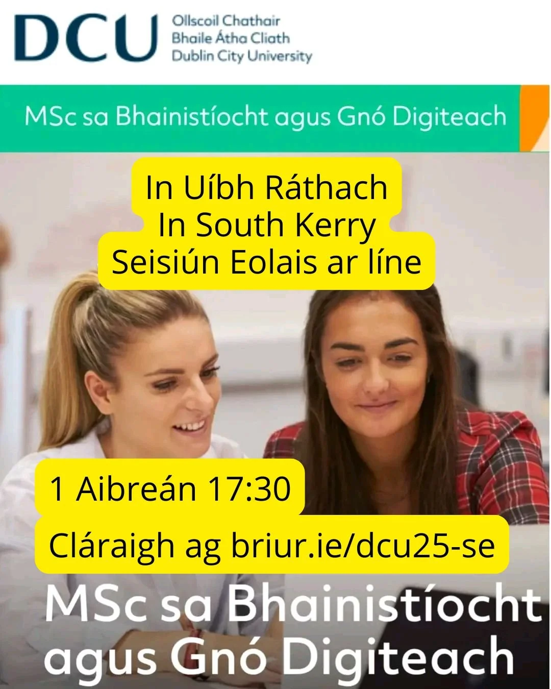 Seisiún Eolais faoi Chúrsa Máistreachta le DCU in Uíbh Ráthach 2025