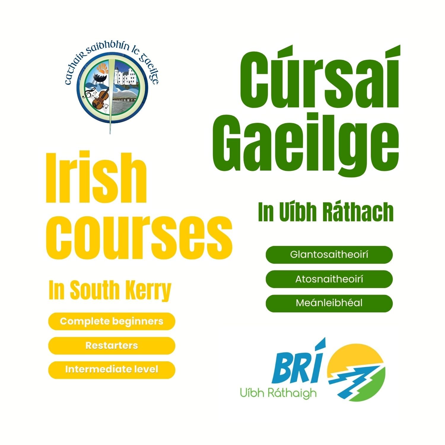 Cúrsaí sa bhfómhar - Irish courses in the autumn