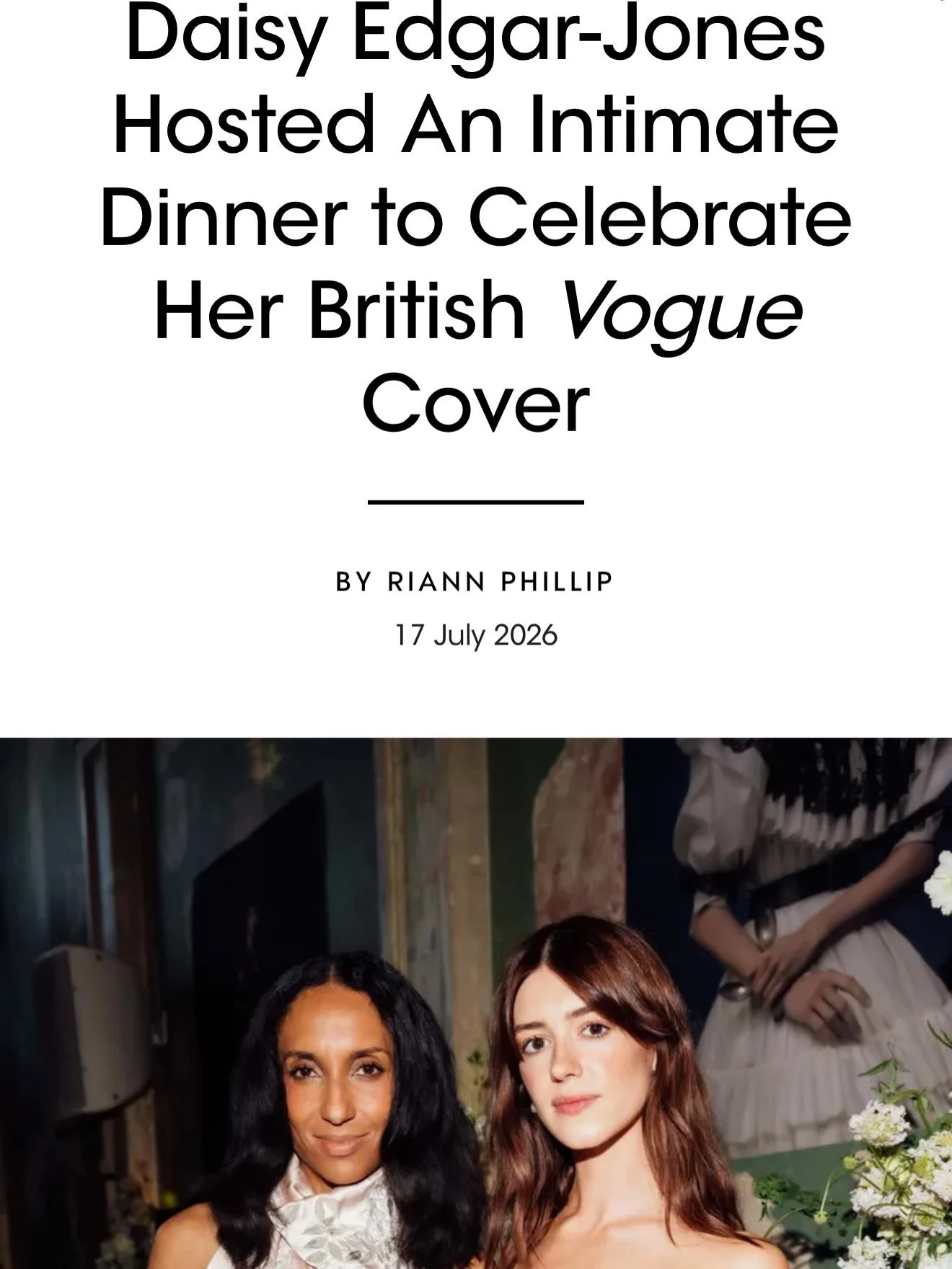 Florals &amp; fruit stacks for an intimate dinner, celebrating @daisyedgarjones absolutely stunning @britishvogue August cover @sessionsartsclub with @esteelauder 

Thanks so much for having us &amp; for the v special, named mention on Vogue. Screami