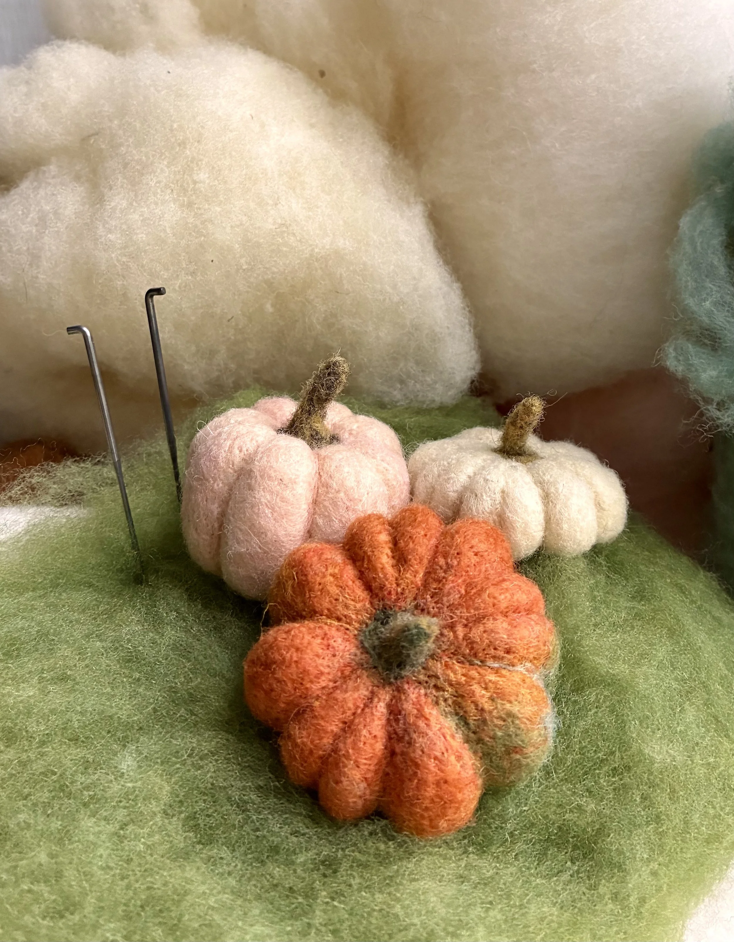 Needle Felted Wool Pumpkins and Gourds