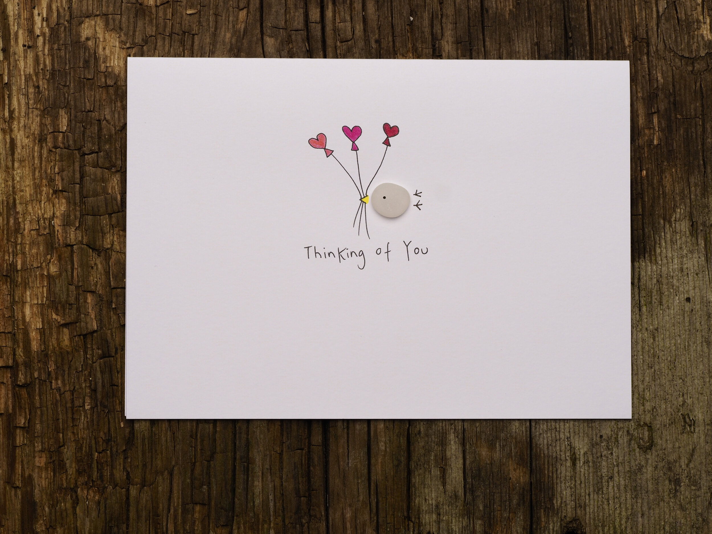 Sea Glass Thinking of You heart balloons greeting card