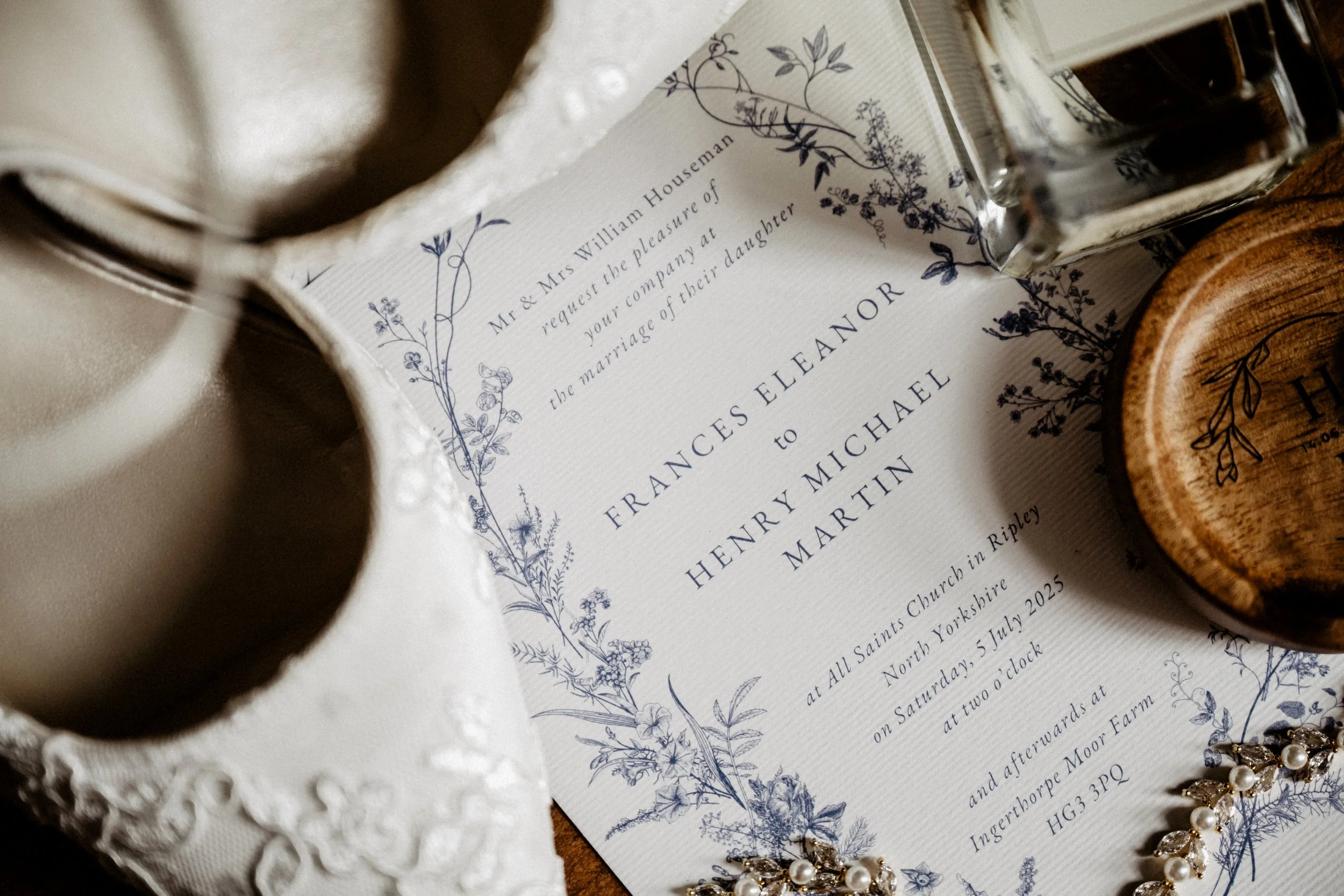 Wedding lay flat with brides details