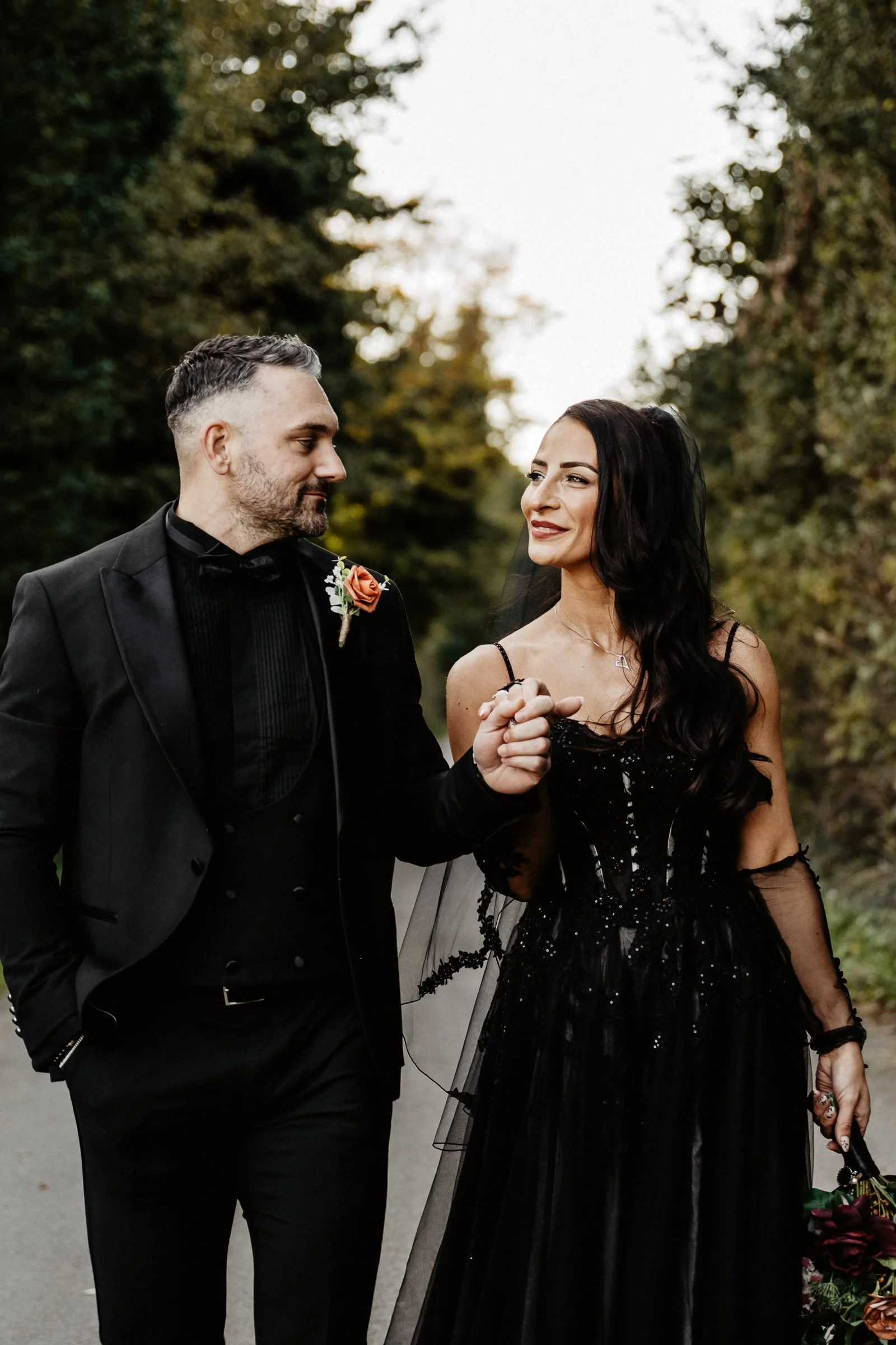 ‘Hardwick Hall Wedding Photography Black Wedding Dress