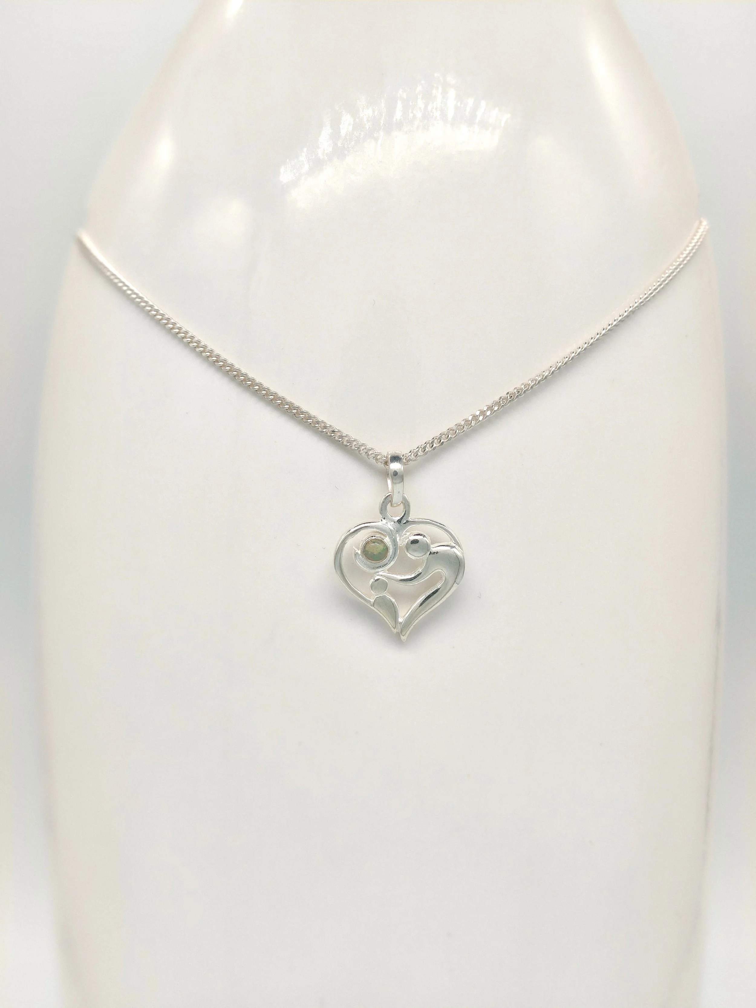 Family Heart Opal Pendant