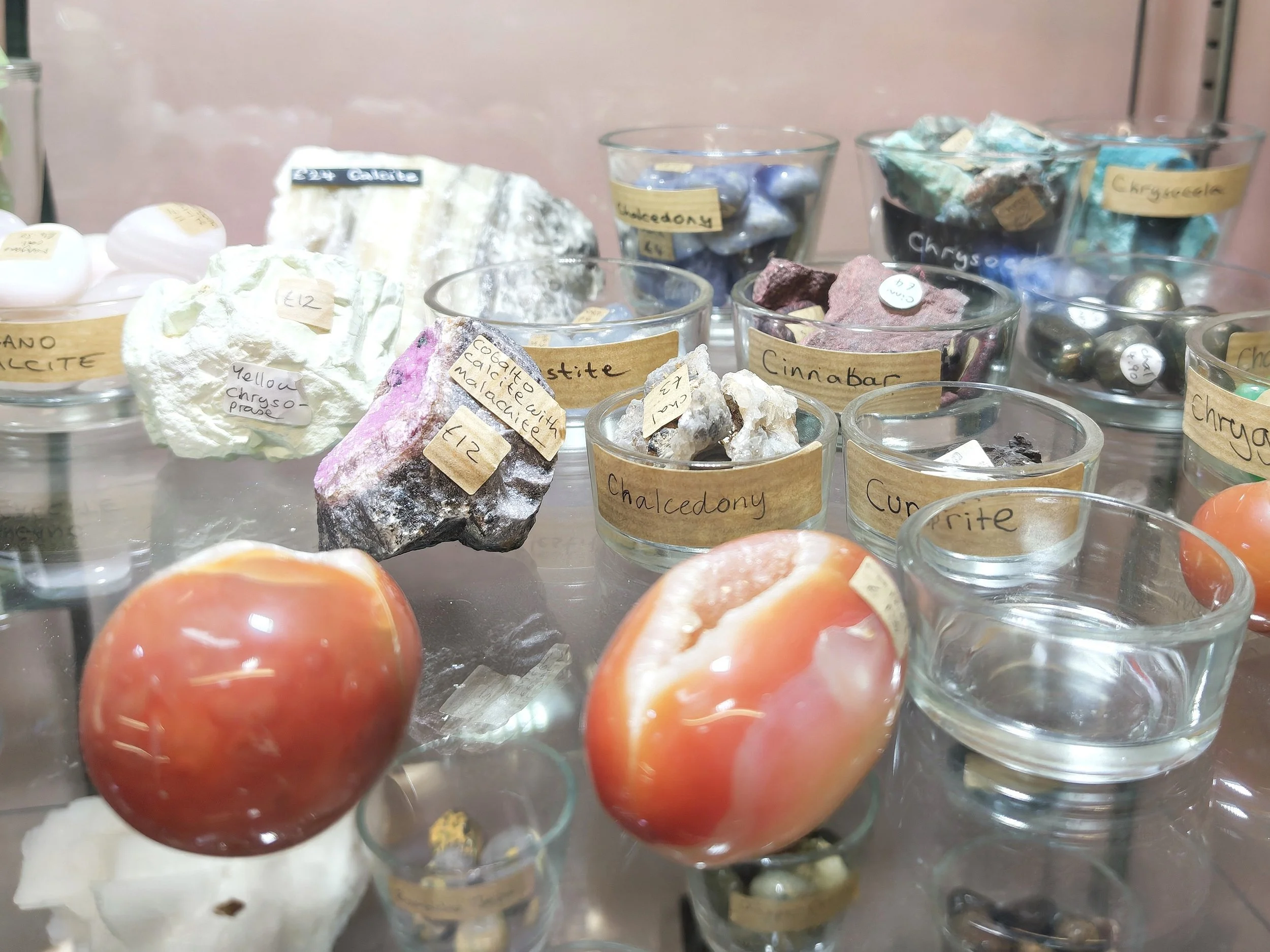 A range of crystals in our cabinets