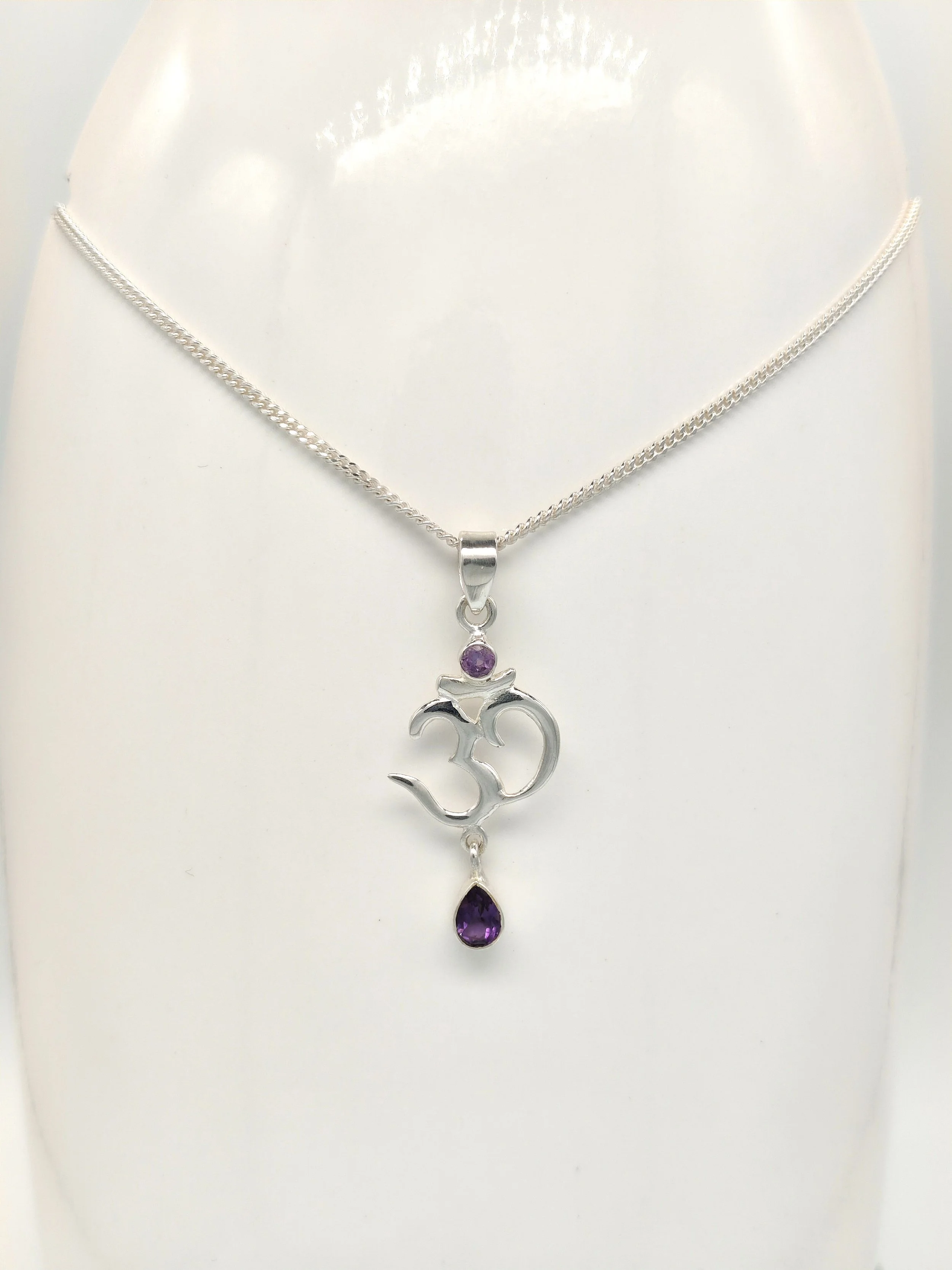 Ohm Teardrop Amethyst Pendant