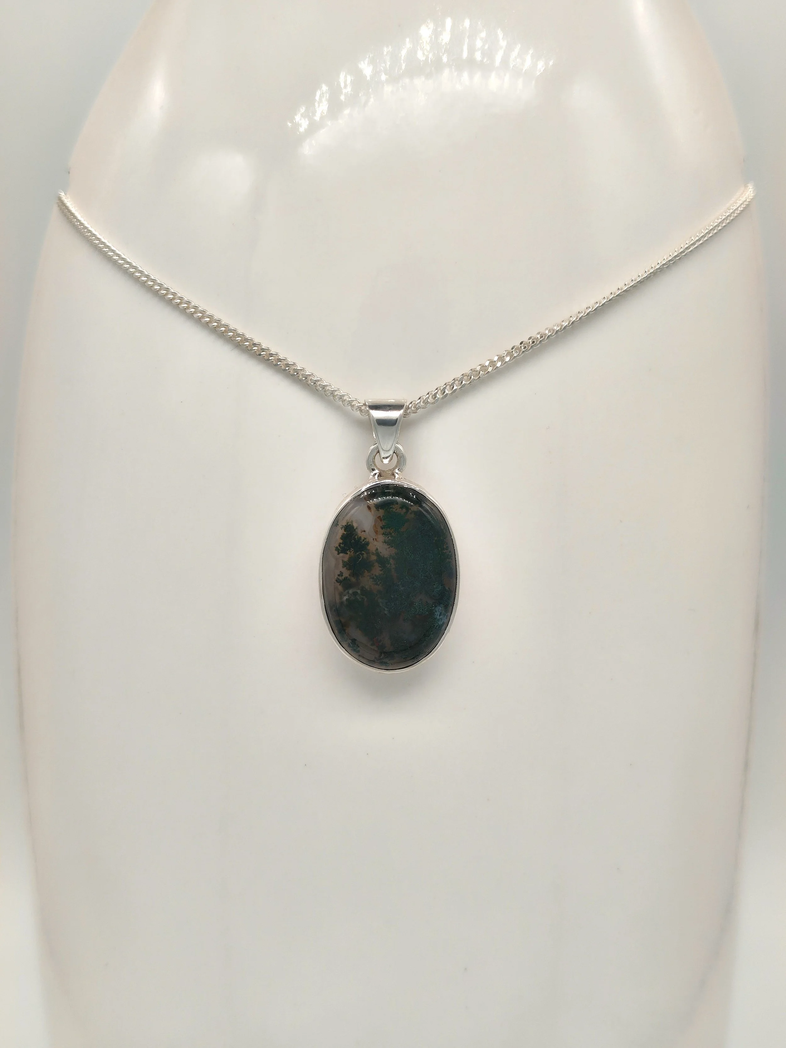 Oval Moss Agate Pendant