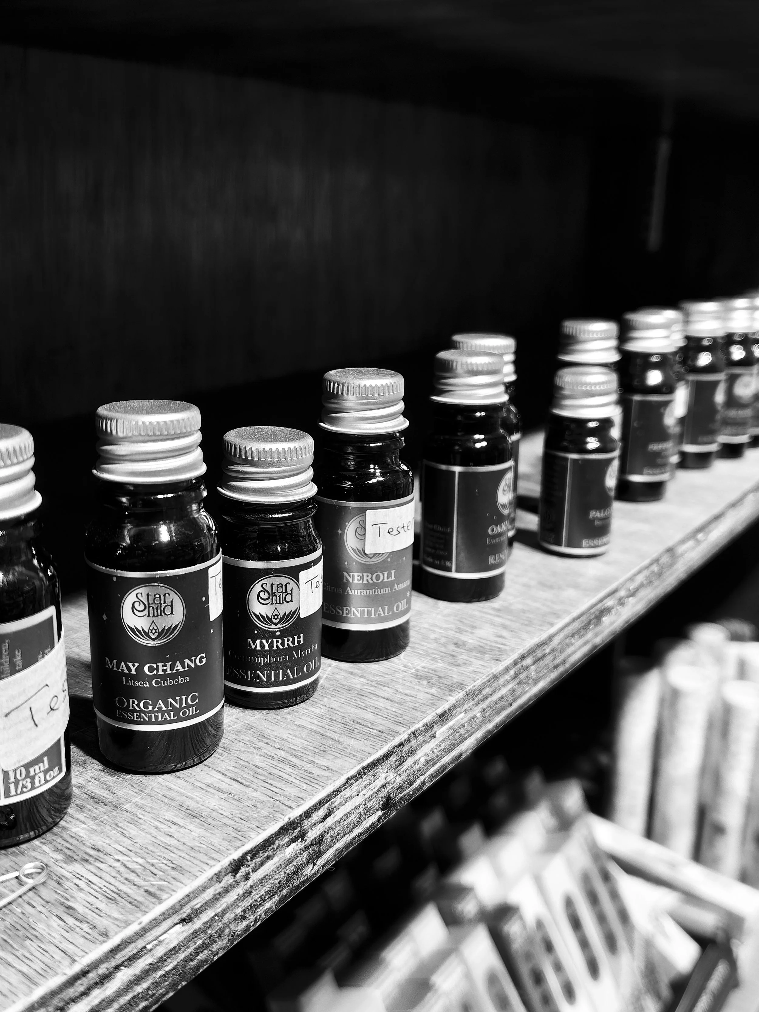 A segment of our essential oils collection