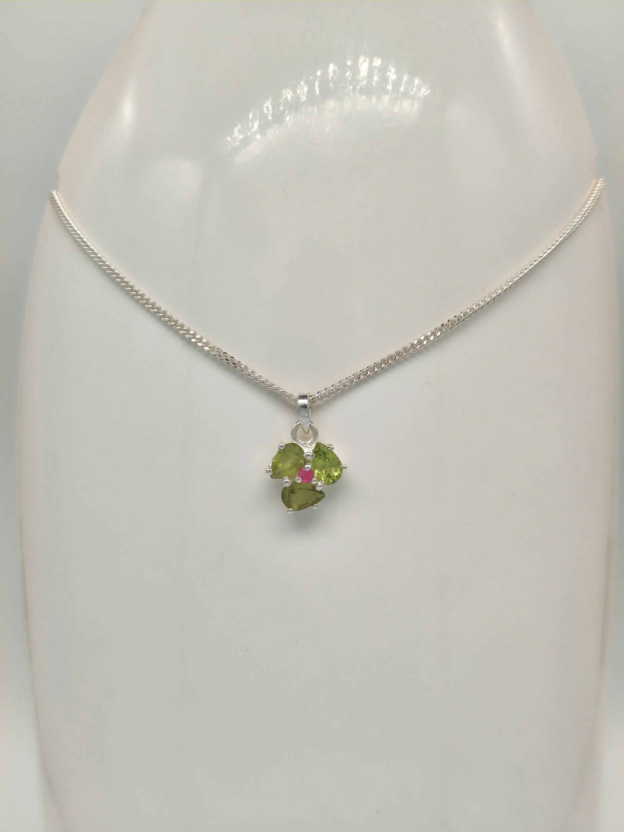 Trinity Peridot and Pink Tourmaline Pendant