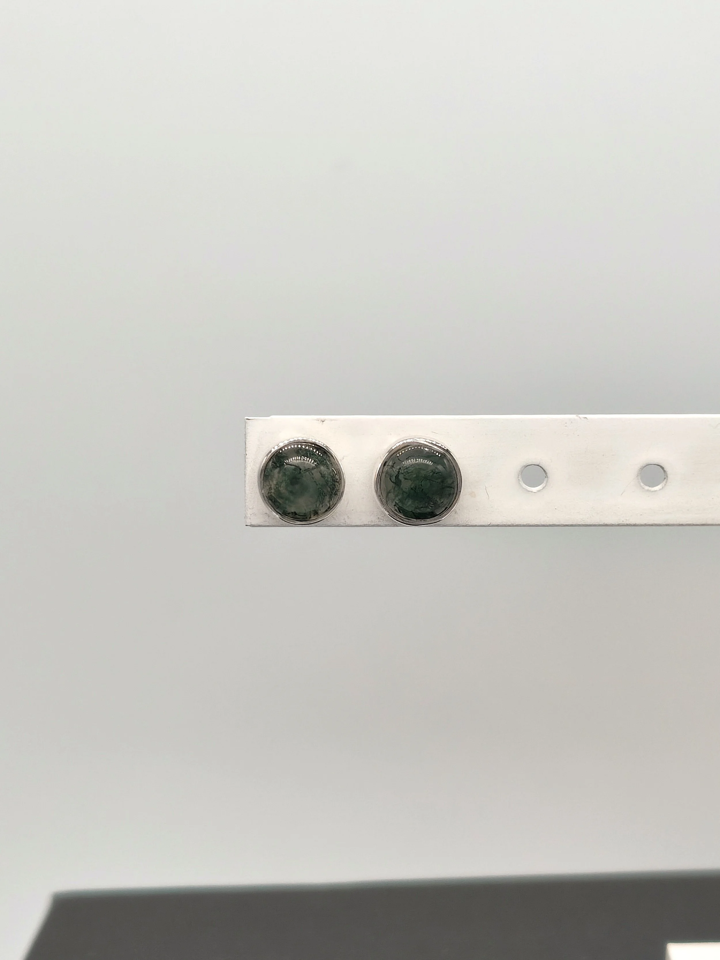Circle Stud Moss Agate Earrings