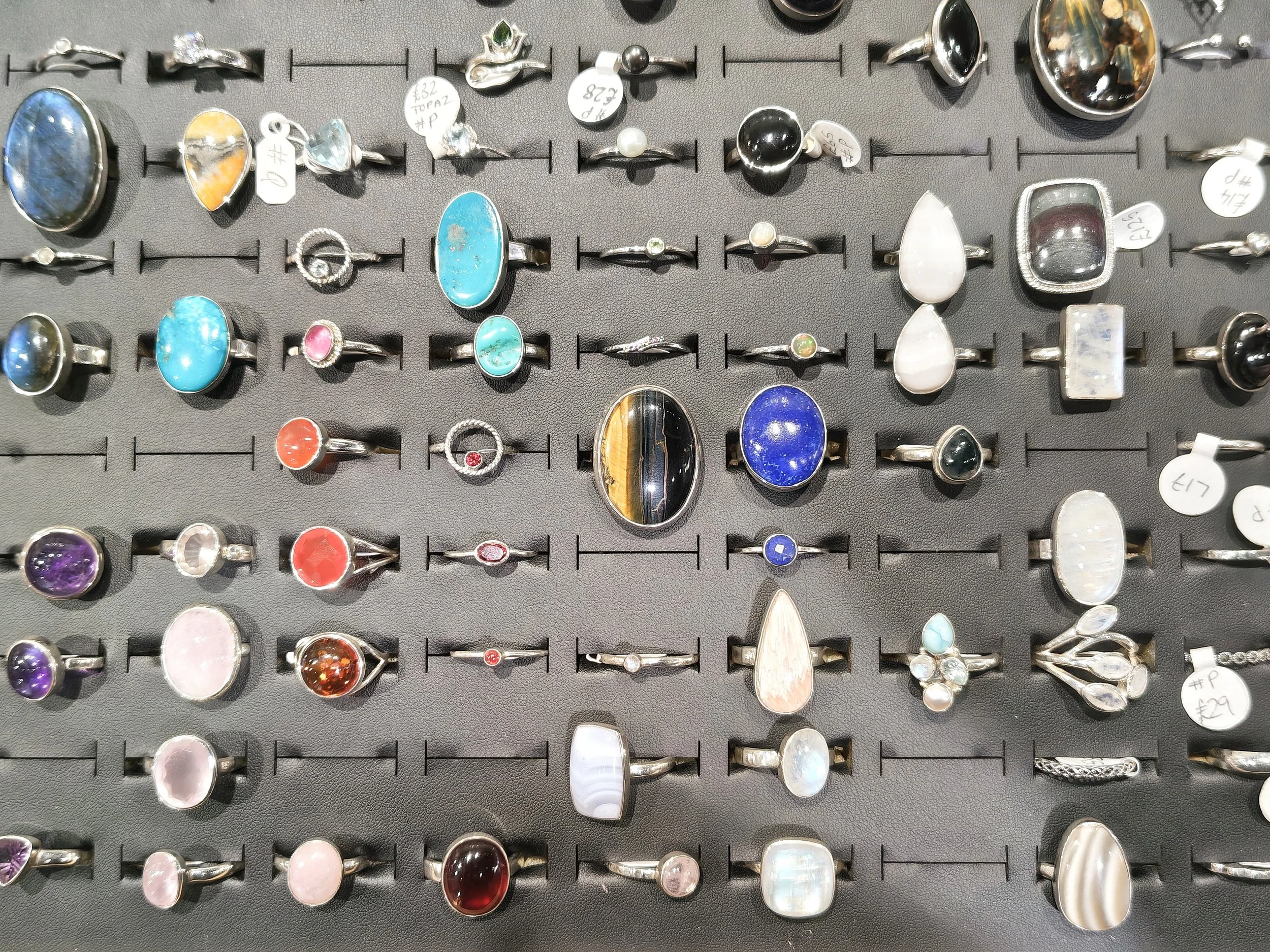 A range of crystal rings
