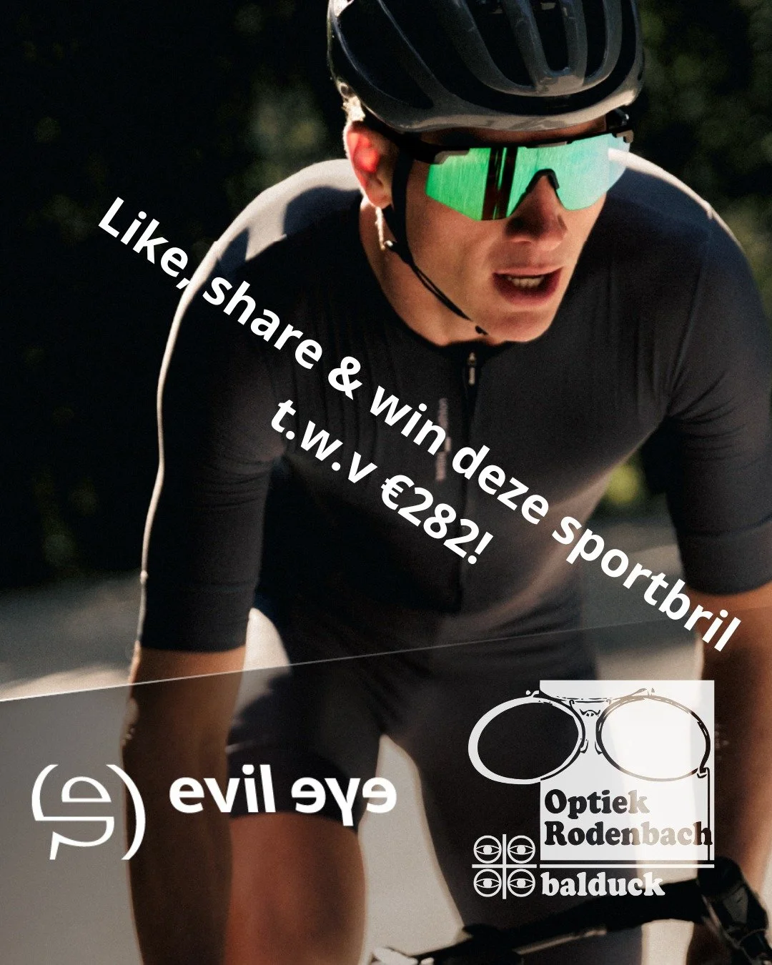 🎉 GIVEAWAY - Win deze sportieve EVIL EYE koersbril ! 😎 🚴
T.w.v. &euro;282! 🎁

👉 Hoe doe je mee?
✅ Volg onze pagina Optiek Rodenbach Balduck
✅ Volg evileye.eyewear
✅ Like deze post
✅ Tag de persoon met wie jij graag gaat fietsen
📯 Delen mag alti