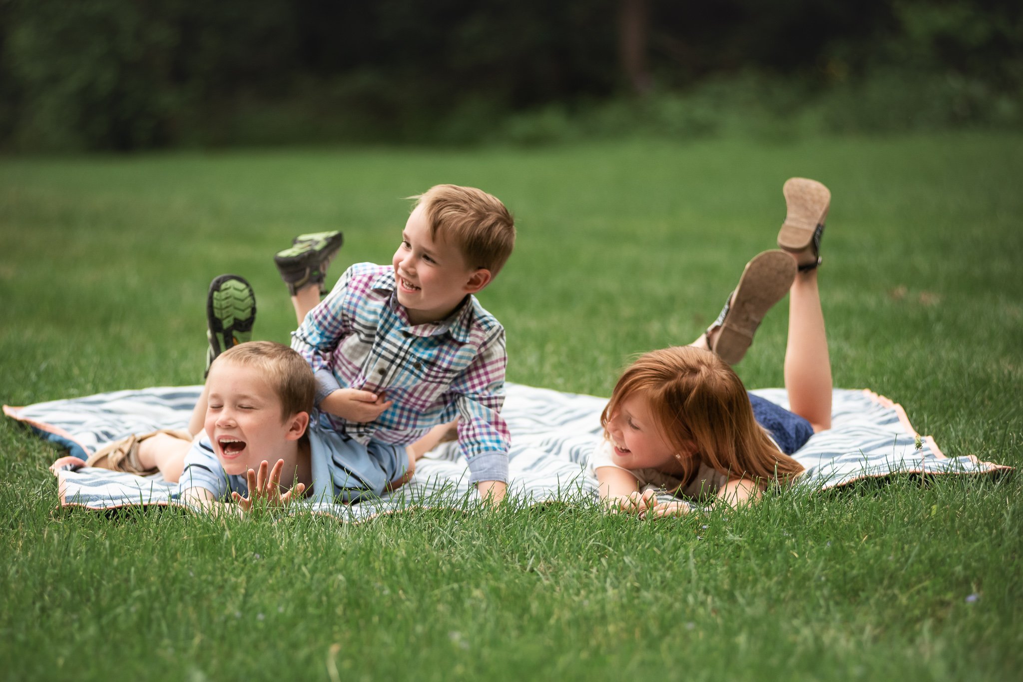 kids having fun during a family photo session