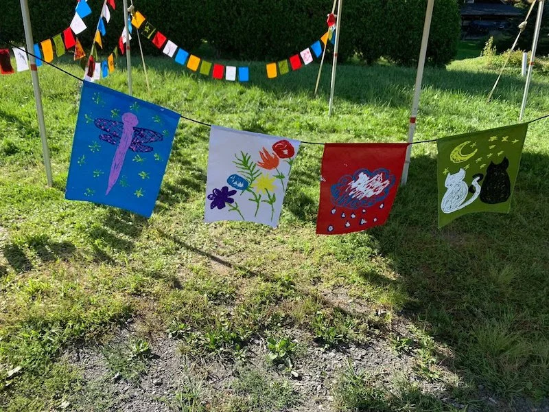 Prayer Flags hang at the Global Community Fest