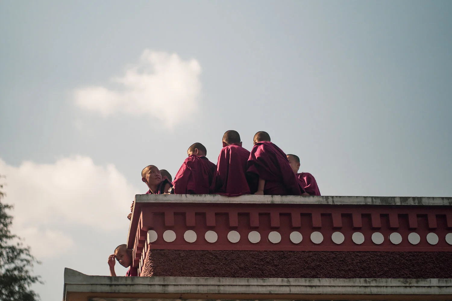 Kopan Monastery Young Monks sitting on the roof top