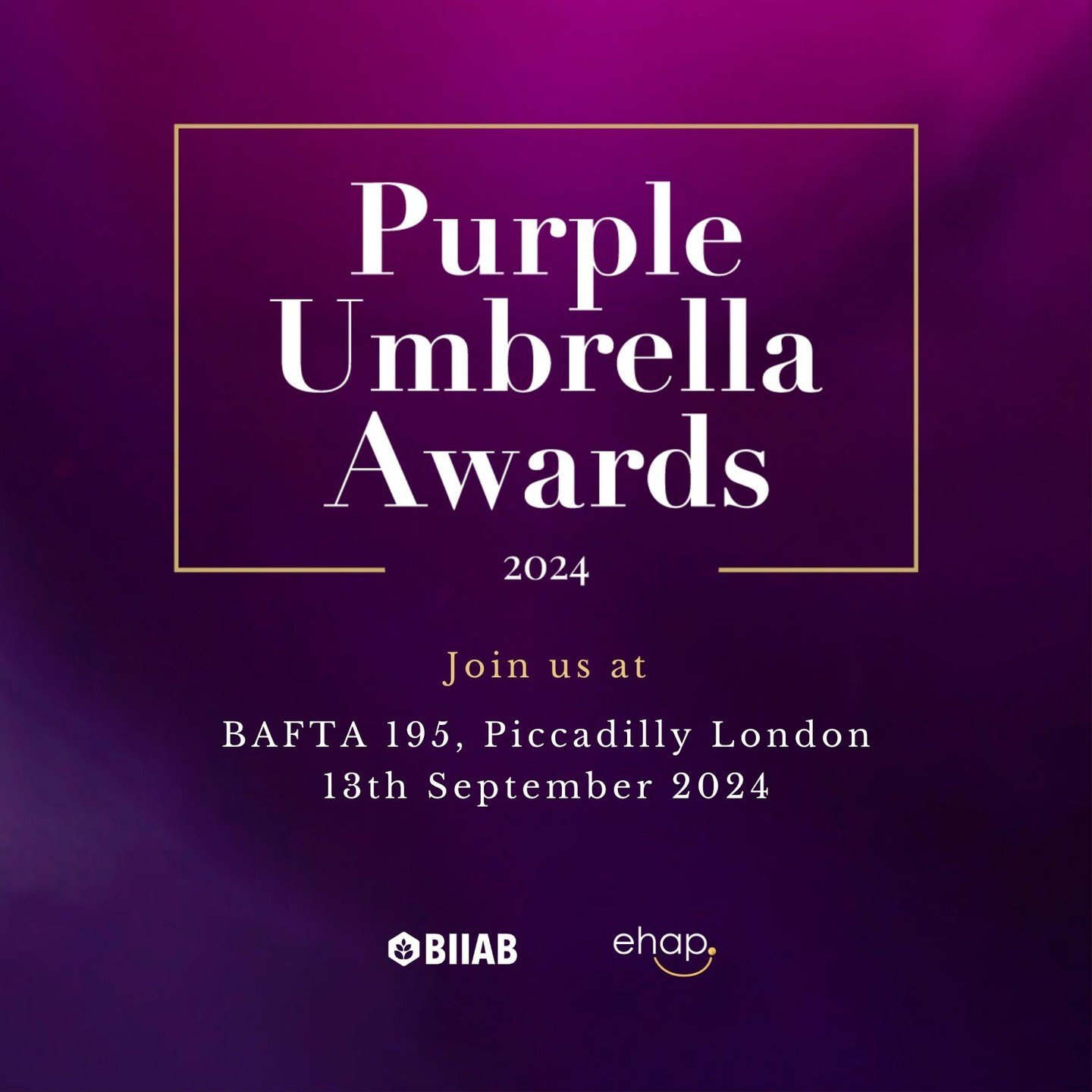 ☂️ Save the Date! ☂️
 
We are so excited to announce the date for the Purple Umbrella Awards 2024!! 
 
Get ready to join us on Friday 13th September 2024 where we are delighted to once again be at at BAFTA 195, Piccadilly London. We can't wait to cel