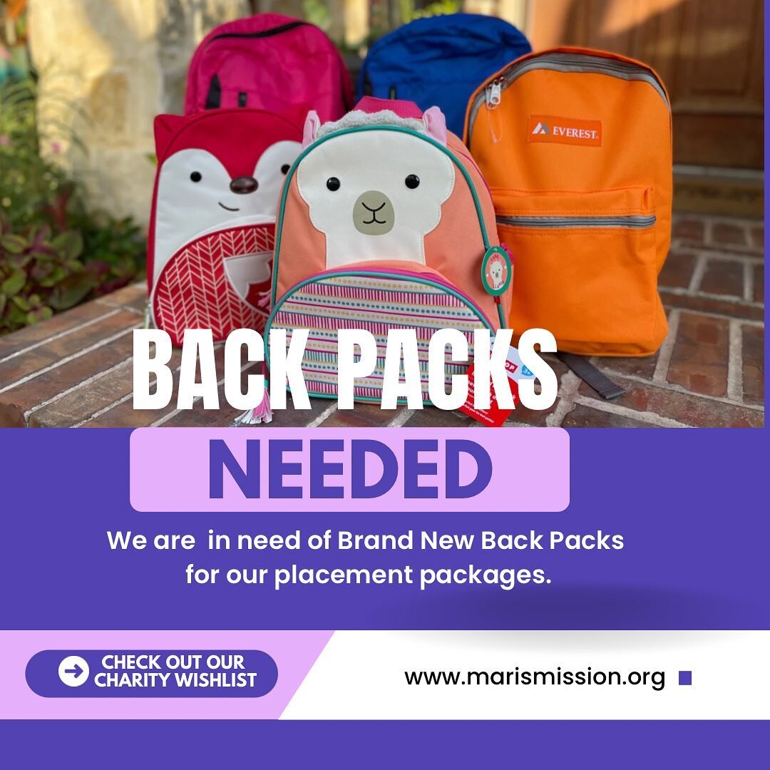 Donations from our charity list significantly reduce the cost of building a placement package for a child in need. This month we are asking for backpacks. 
 
All donations are tax deductible and greatly appreciated! 
Amazon link in bio.
