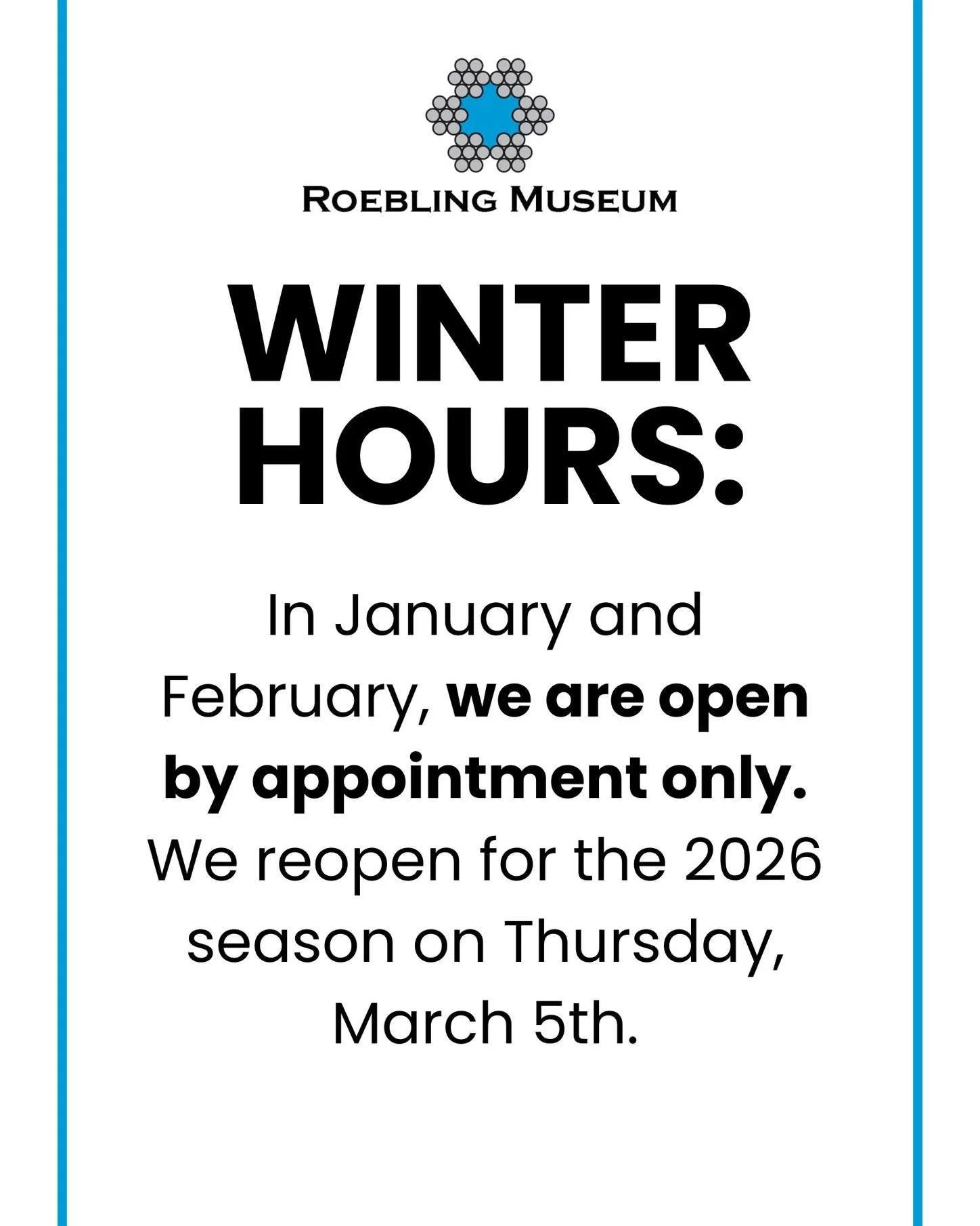Happy New Year to our friends, supporters, and local community members! As a reminder, we are CLOSED to the public in January and February and only open for group bookings and appointments. To make an appointment or schedule a group tour, please call