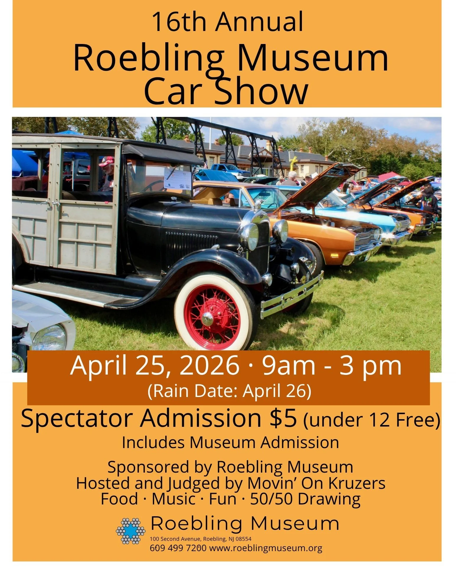 🚗 16th Annual Roebling Museum Car Show

Join us for a day of classic cars and community at the Roebling Museum! Check out incredible vehicles, meet fellow car enthusiasts, and enjoy the historic setting of the former Roebling steel mill.

See the fl
