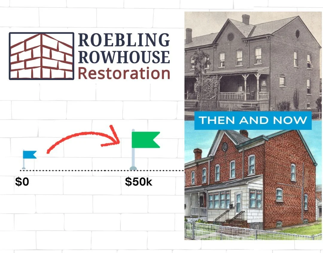 Roebling Rowhouse Restoration begins now! 🧱
 
We are excited to kick off phase 1 of restoring the workers&rsquo; house at 101 Second Ave.  Can we count on you to help us reach the goal? 

The NJ Historic Trust awarded us a construction grant for thi