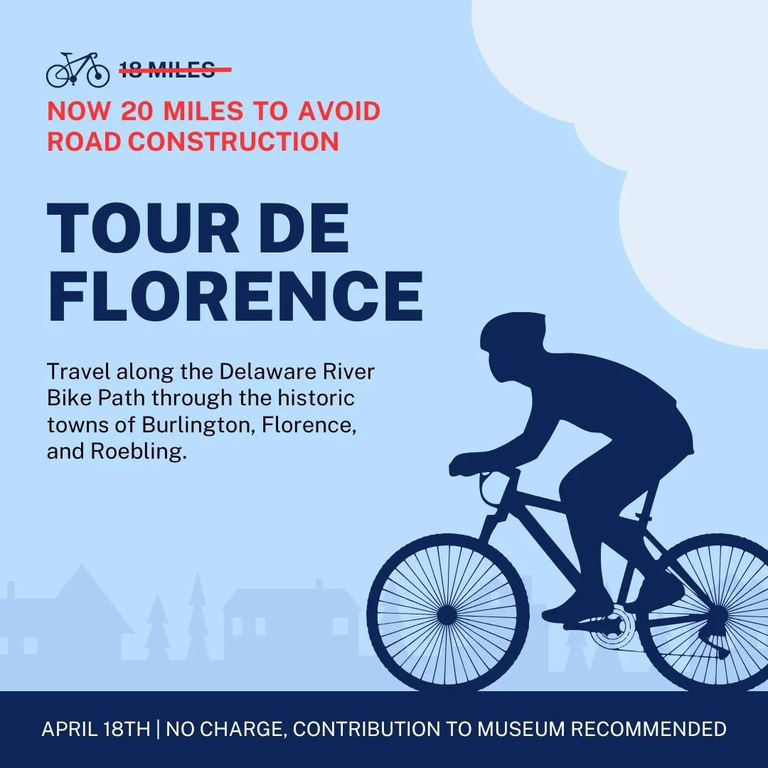 Trying to plan a bike ride this weekend? Come out for the Tour de Florence this Saturday, April 18th! 🚴🚴&zwj;♀️

On this ride, you'll travel with our volunteer John Devoti along the Delaware River Bike Path to Hedding, NJ and follow the road to Bur