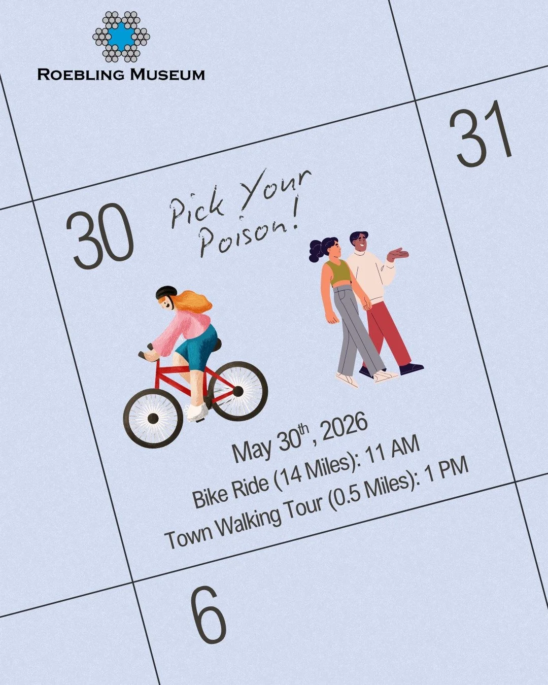 📅 DOUBLE TROUBLE SATURDAY 📅
Tomorrow, we have two tours depending on if you want to walk 🚶&zwj;♂️or bike 🚴&zwj;♀️

Bordentown Path Bike Tour: Leaves from the Museum parking lot at 11 AM
Travel along the Delaware River Bike Path to Bordentown befo
