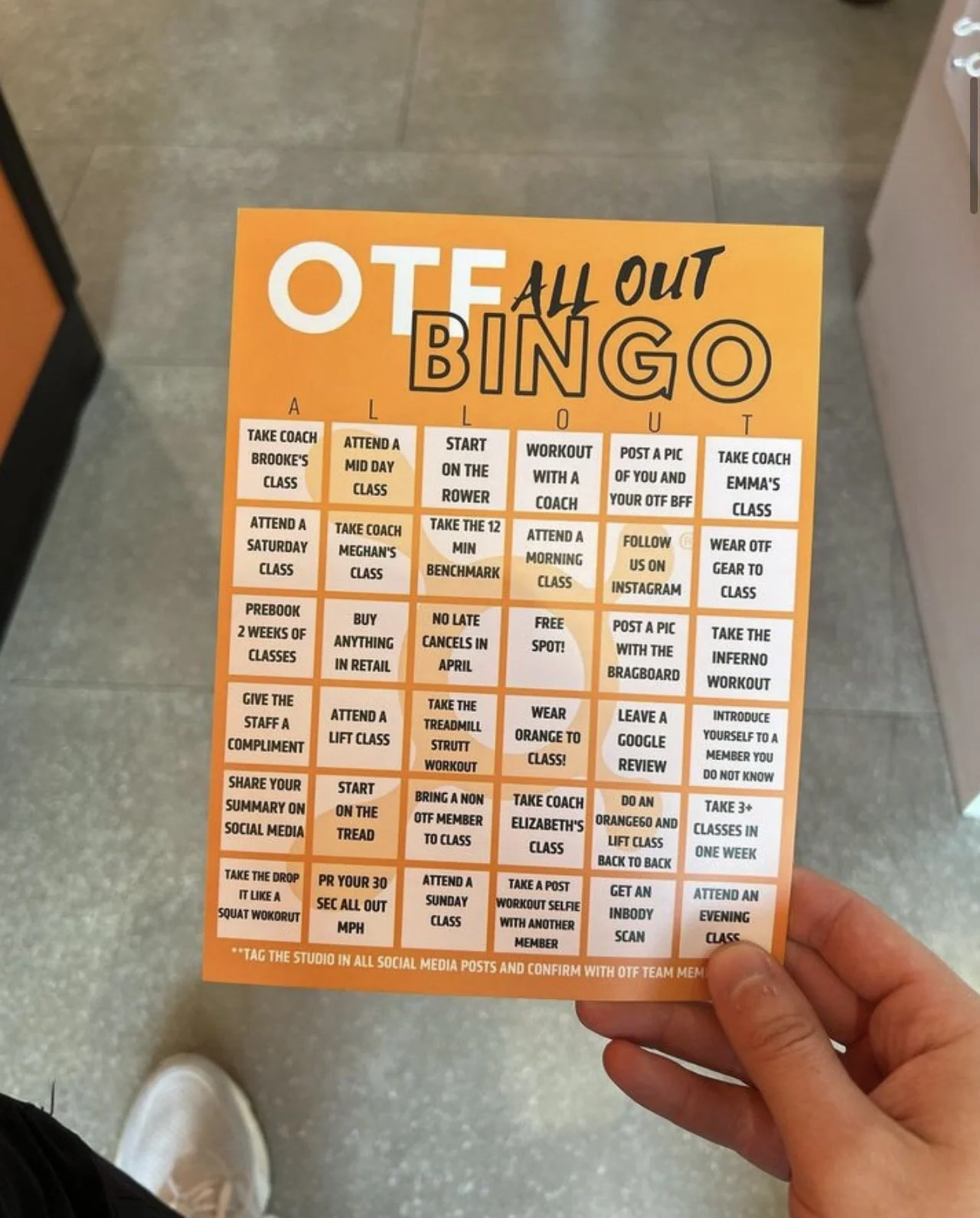 Orangetheory MidtownTulsa ALL OUT APRIL BINGO 🔥💥 Stop by the🍛