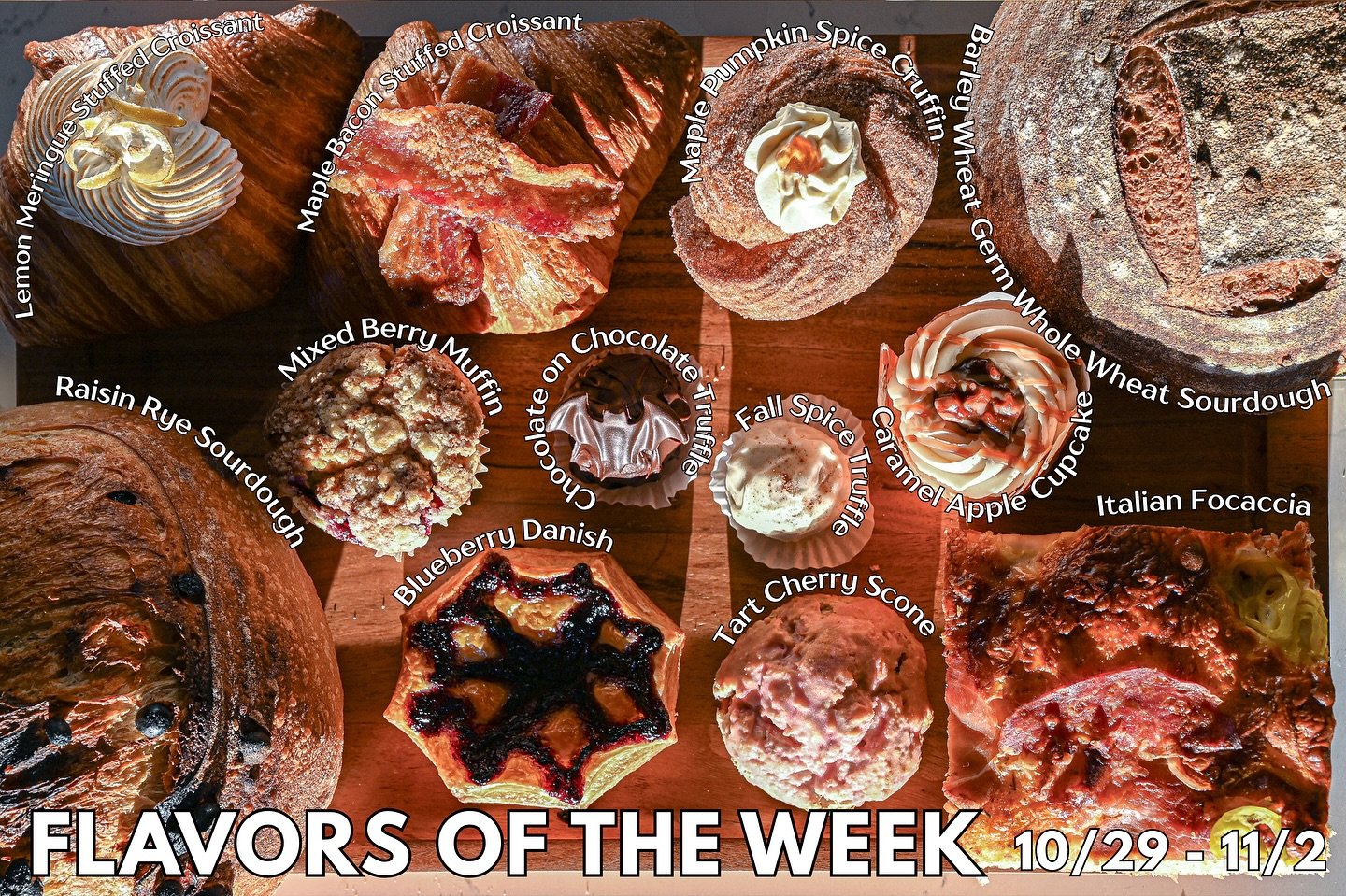 Good morning and happy Wednesday! π€© Join us for another sweet week at our bakery and coffee shop, open until 2 p.m. today. π§ From fresh baked breakfast options to Halloween treats, we’ve got just the thing to carry you through the week. π₯―πͺ