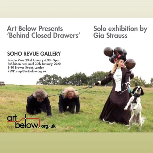 Art Below's first exhibition of 2020 'Behind Closed Drawers' by London based artist @giastrauss.
Opening on Thursday 23rd January at Soho Revue Gallery.