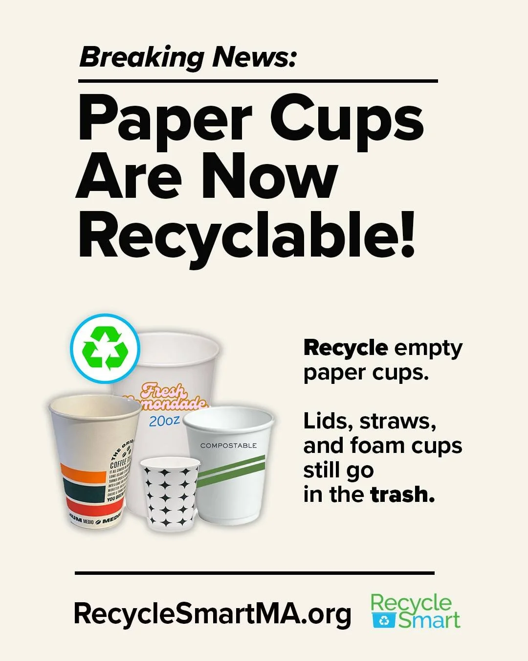 Paper Cups Now Recyclable Across Massachusetts