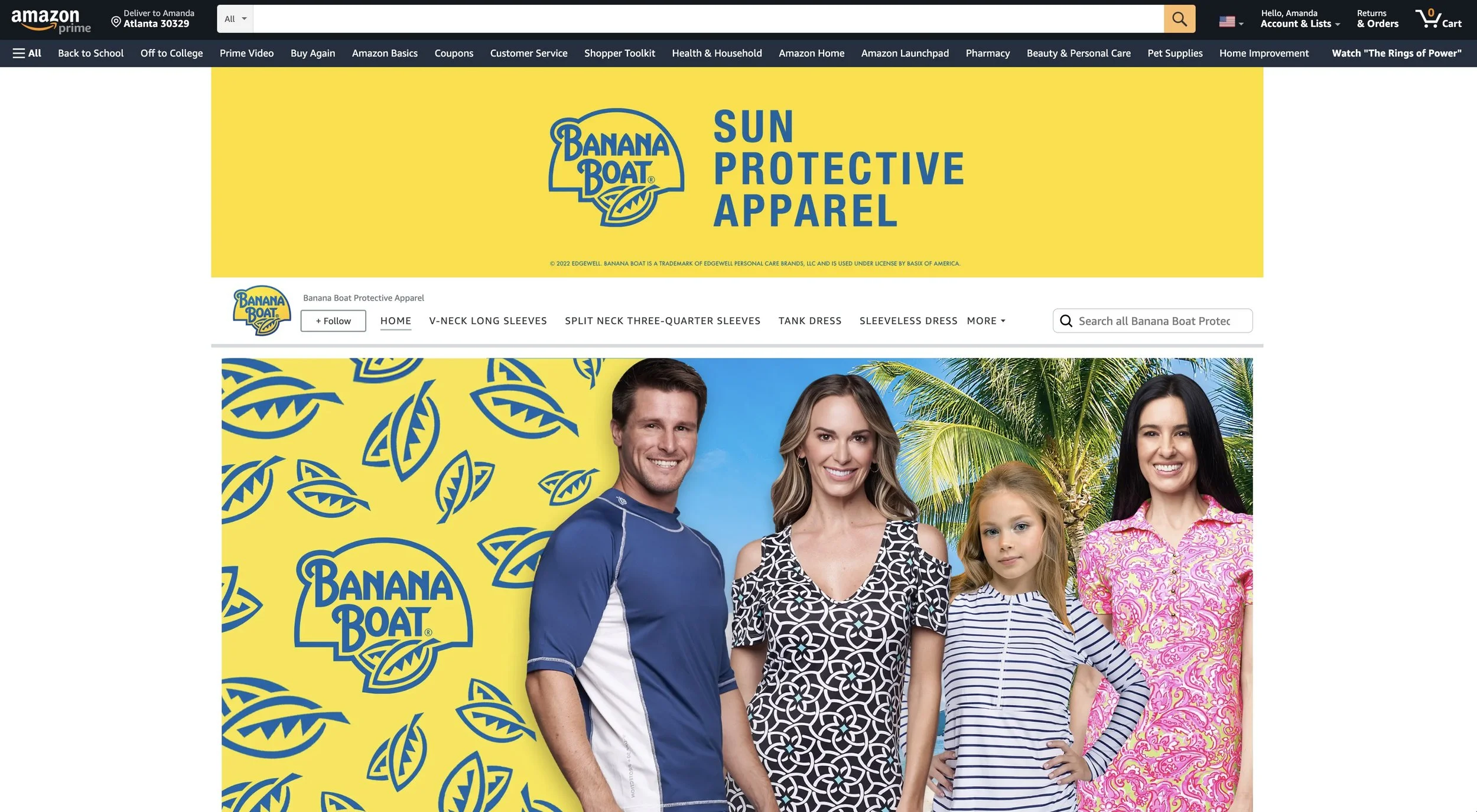 BANANA BOAT AMAZON PAGE