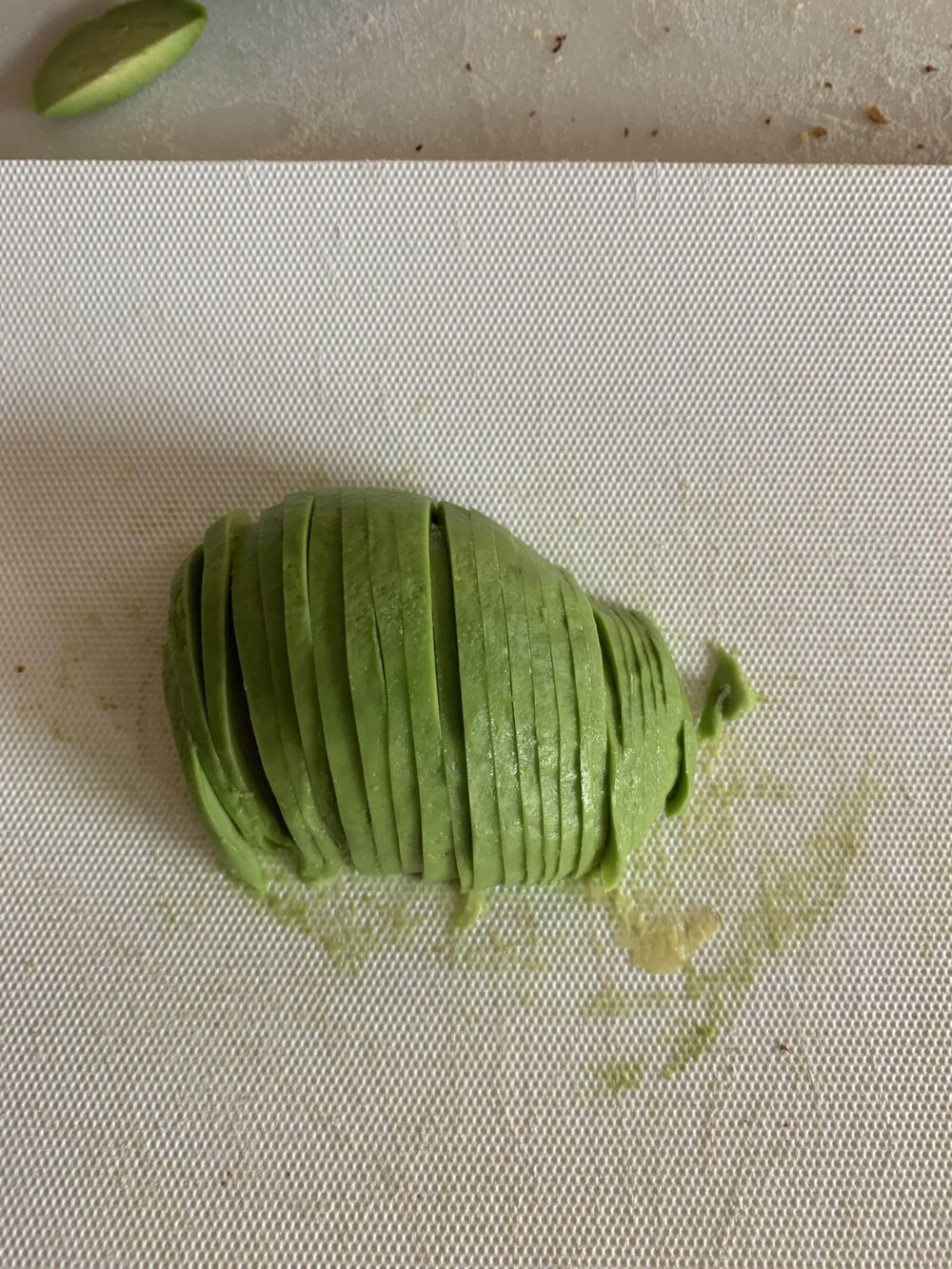Step 4: Slice the avocado thinly