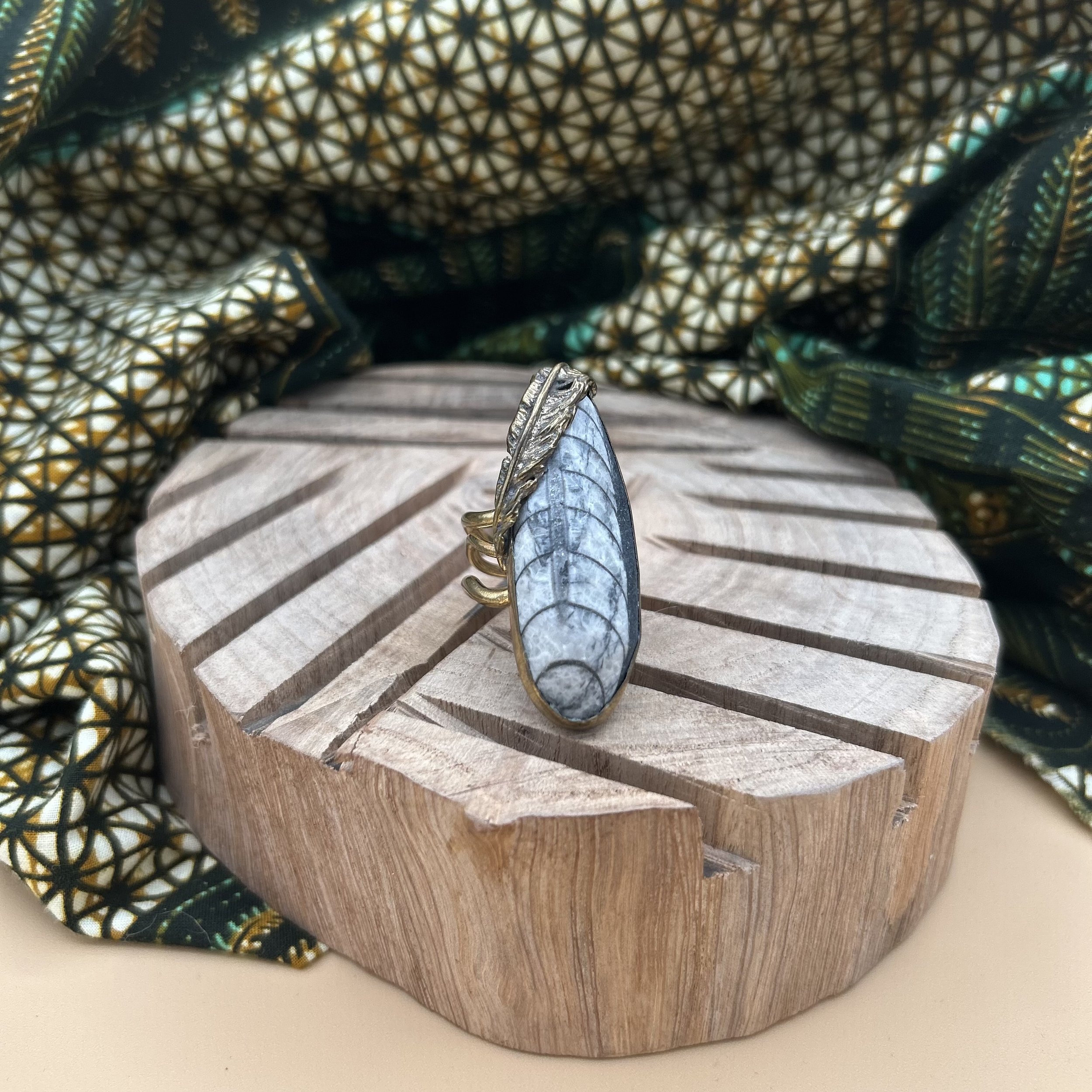 Stone Feather Ring